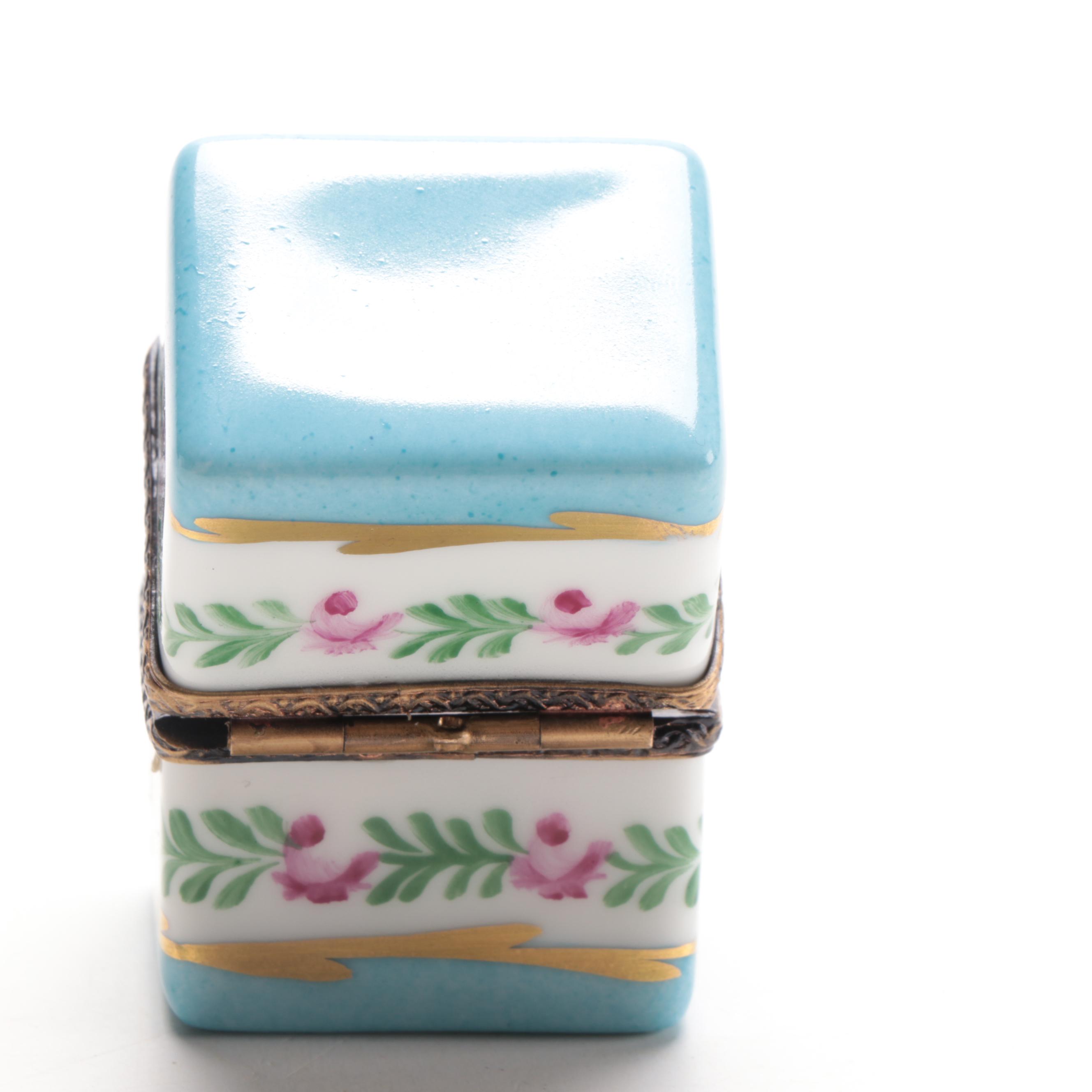 Hand-Painted Porcelain Perfume Bottle Limoges Box with Small Perfume Bottles