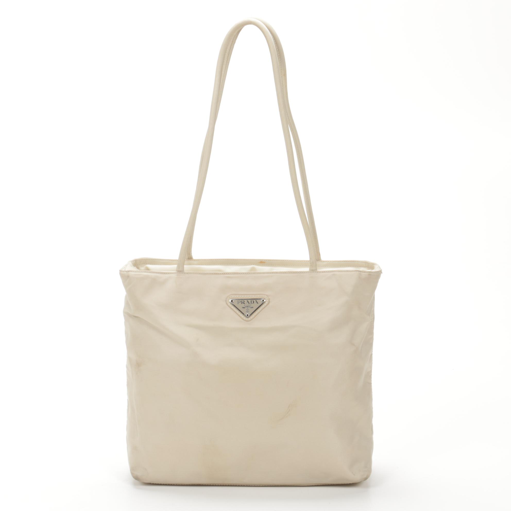 Prada Olive Nylon Zip Shoulder Tote