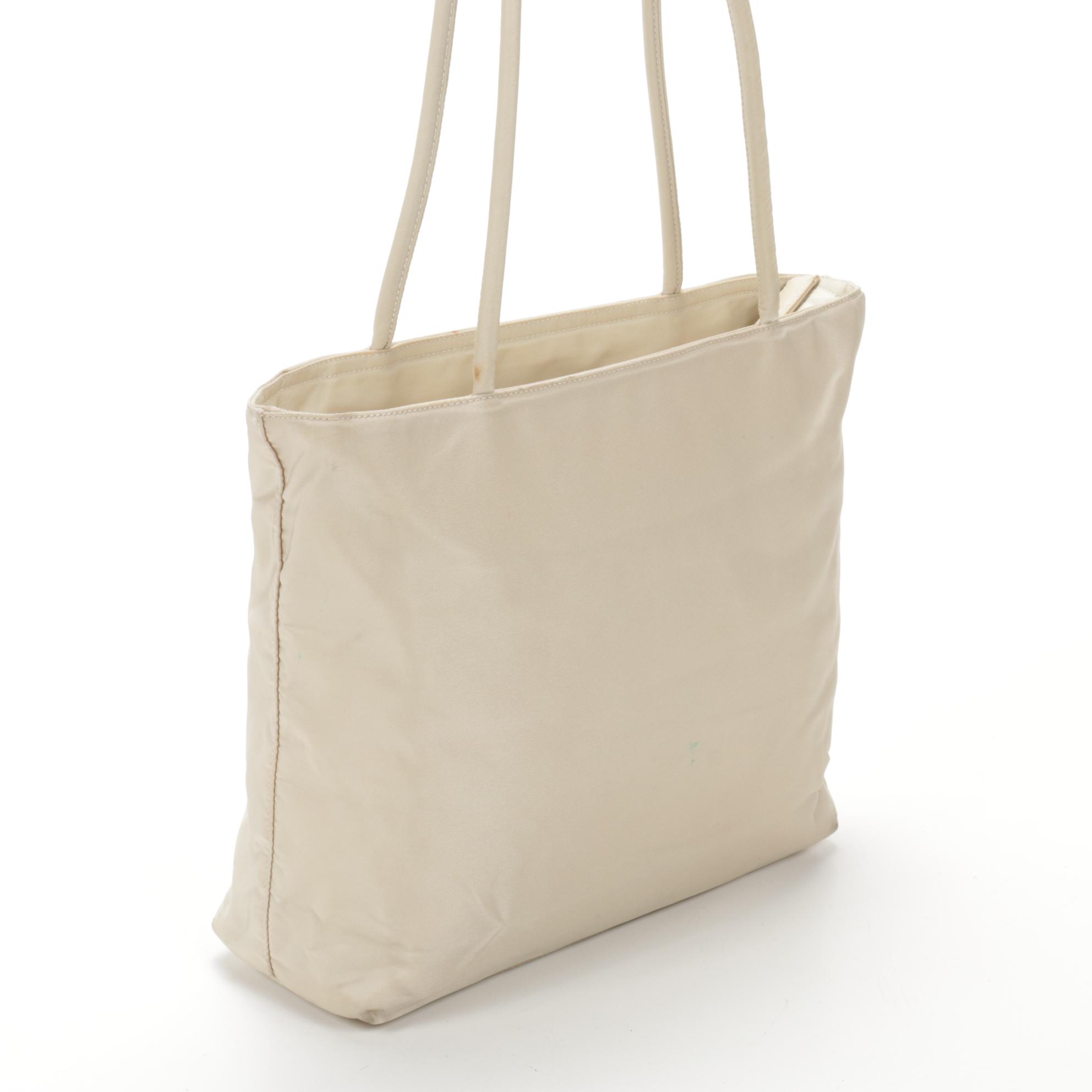 Prada Olive Nylon Zip Shoulder Tote