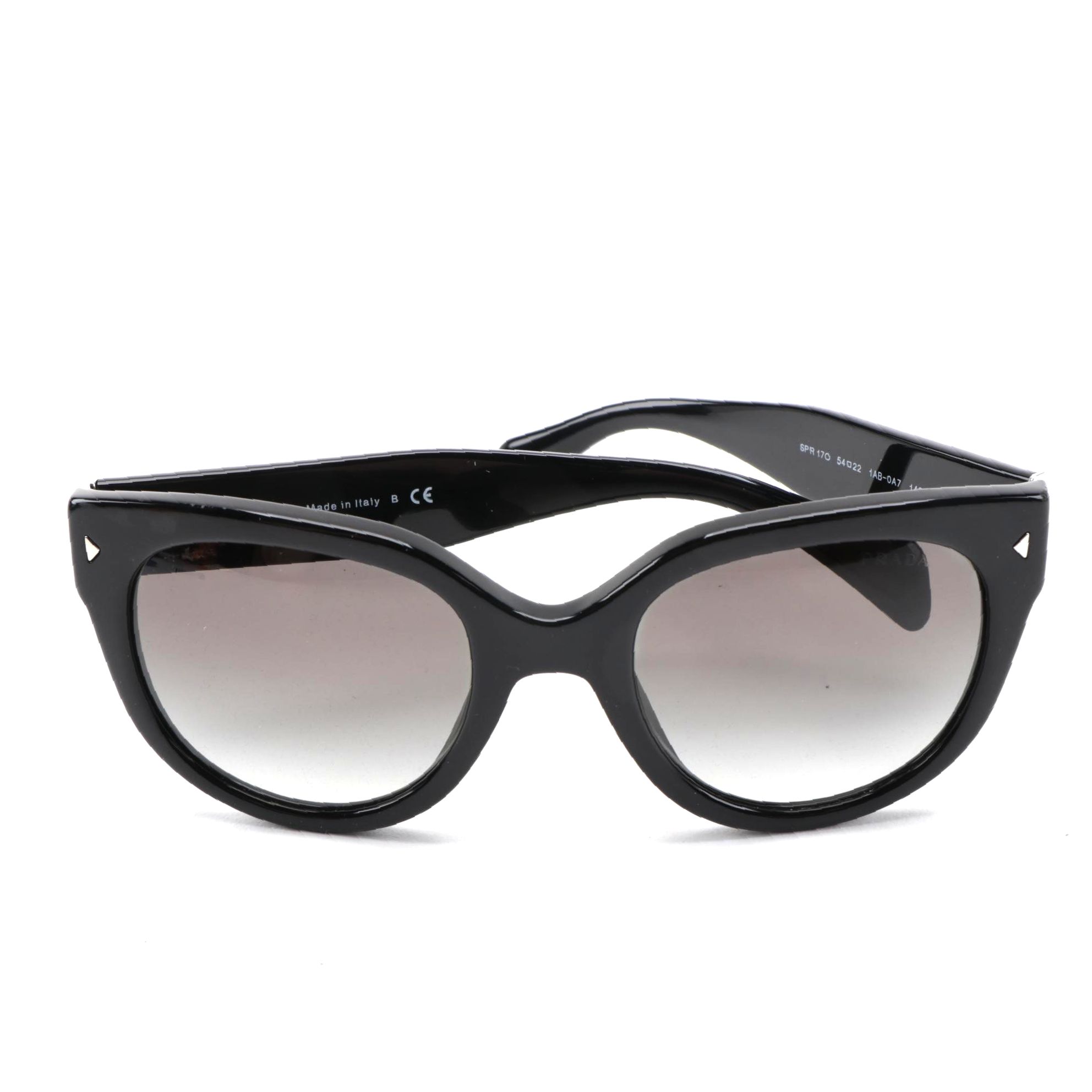 Prada SPR170 Black Modified Cat Eye Sunglasses with Case