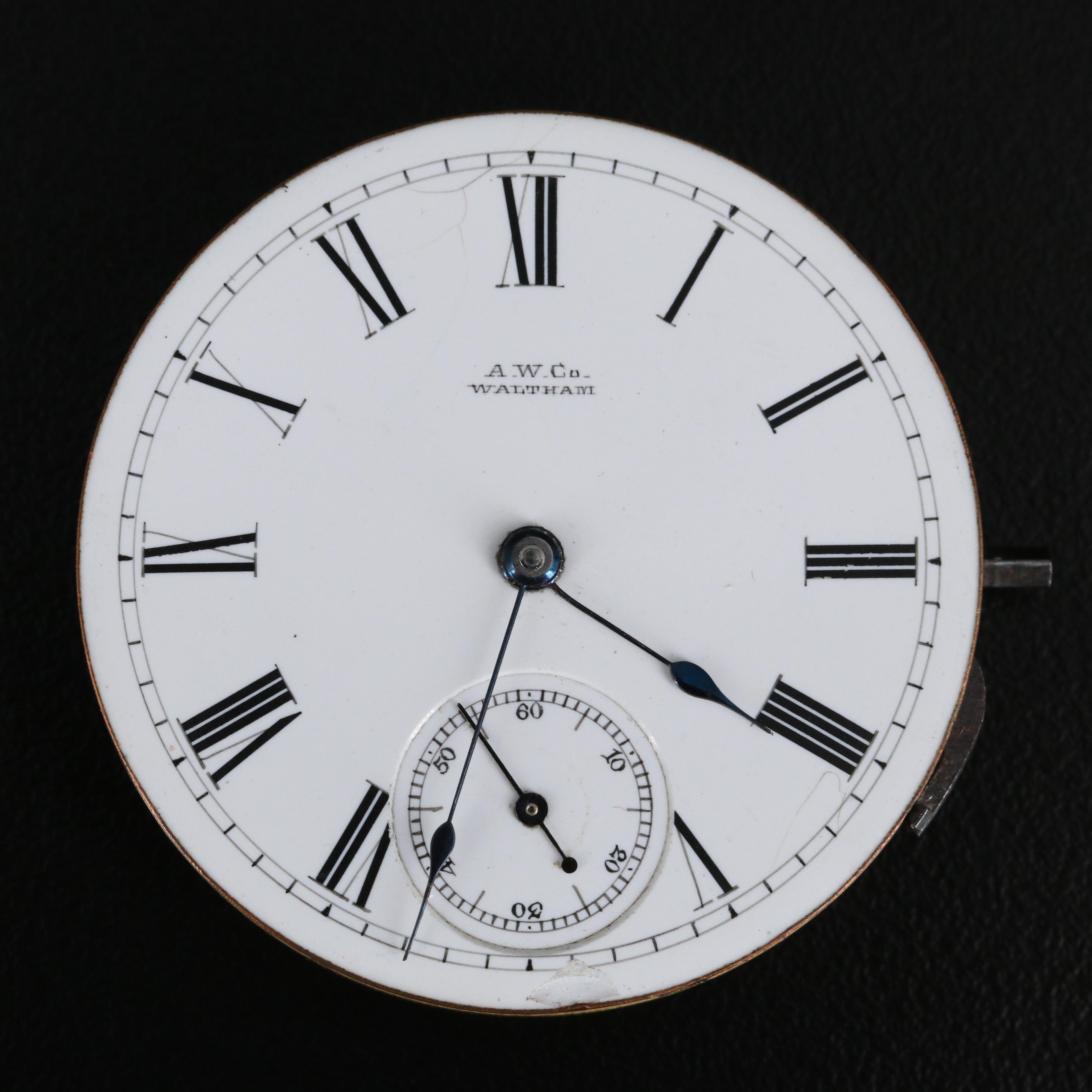 Three Pocket Watch Movements with Dials and Hands