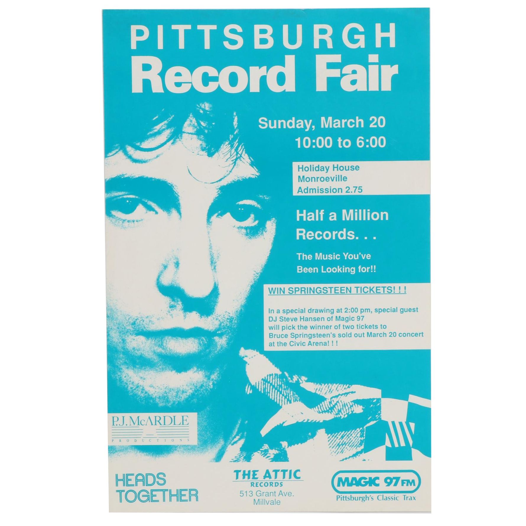 Bruce Springsteen Commemorative Pittsburgh Record Fair Poster