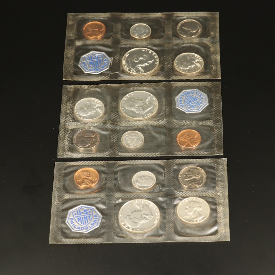 Three U.S. Mint Proof Sets, 1957–1959
