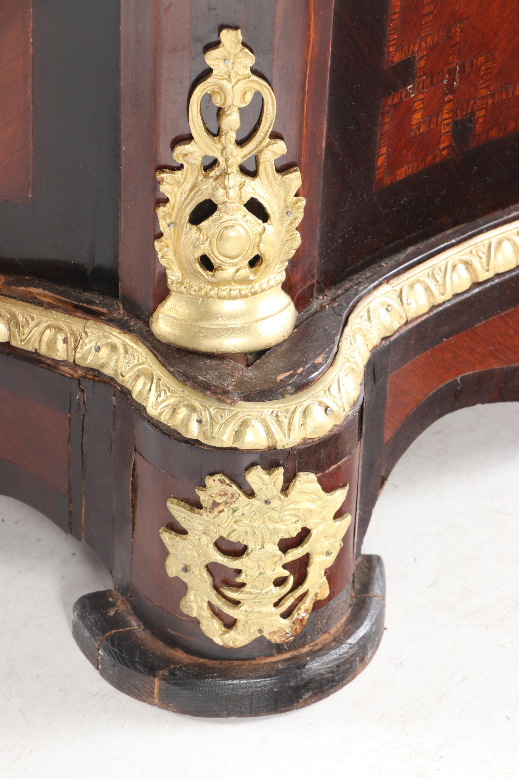 Napoleon III Style Gilt Metal-Mounted Kingwood and Marble Top Cabinet
