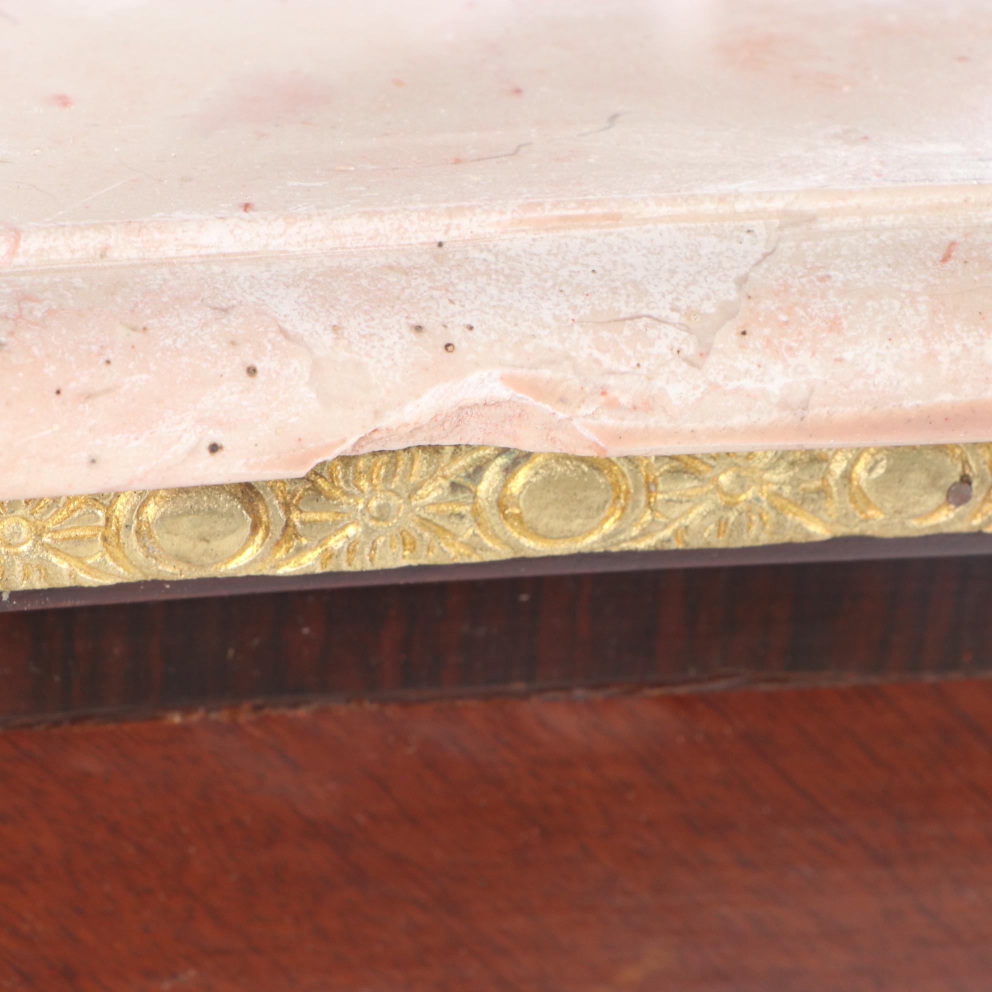 Napoleon III Style Gilt Metal-Mounted Kingwood and Marble Top Cabinet