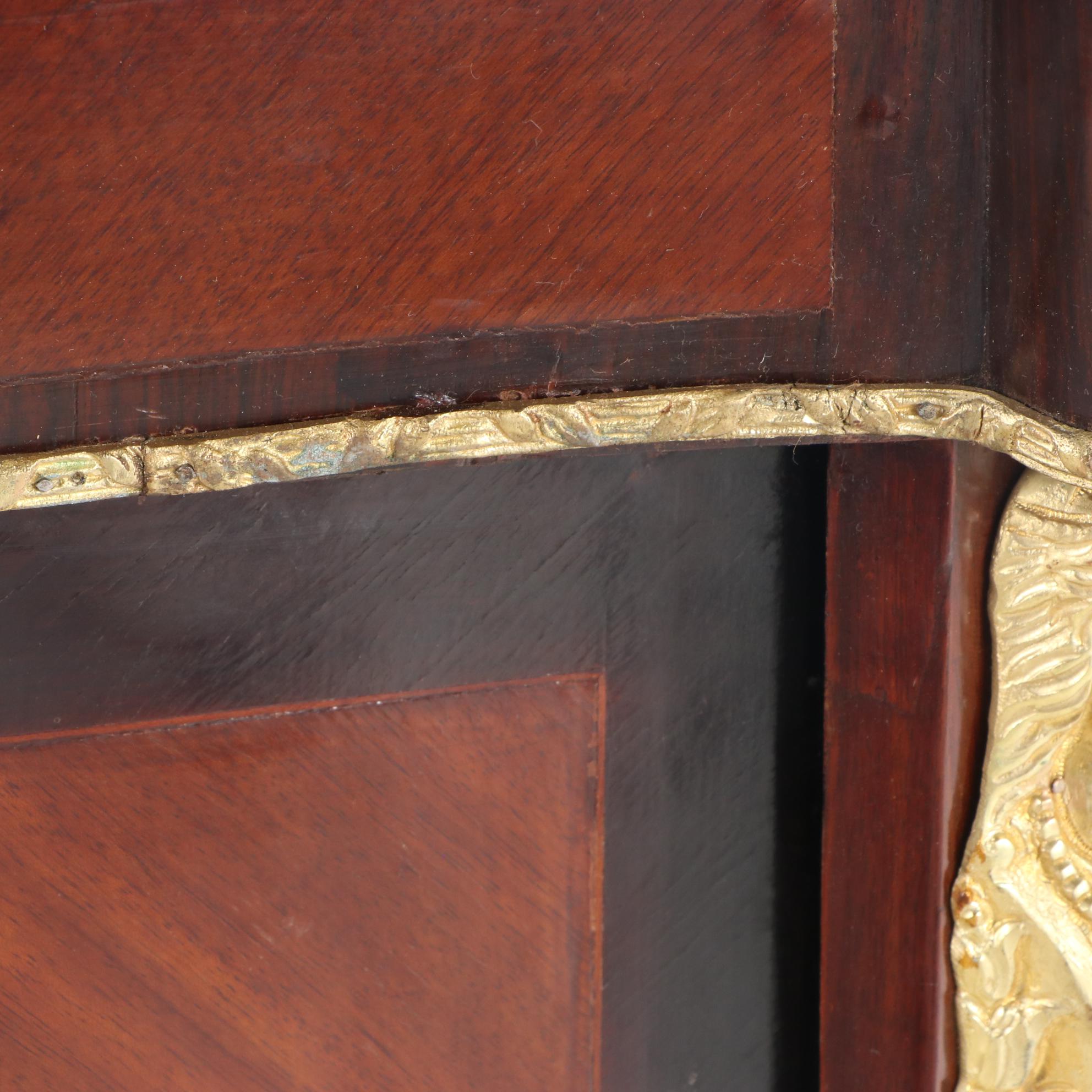 Napoleon III Style Gilt Metal-Mounted Kingwood and Marble Top Cabinet