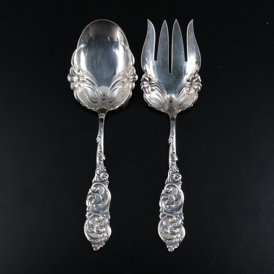 Amston "Gladstone" Sterling Silver Salad Serving Set, Early to Mid 20th Century