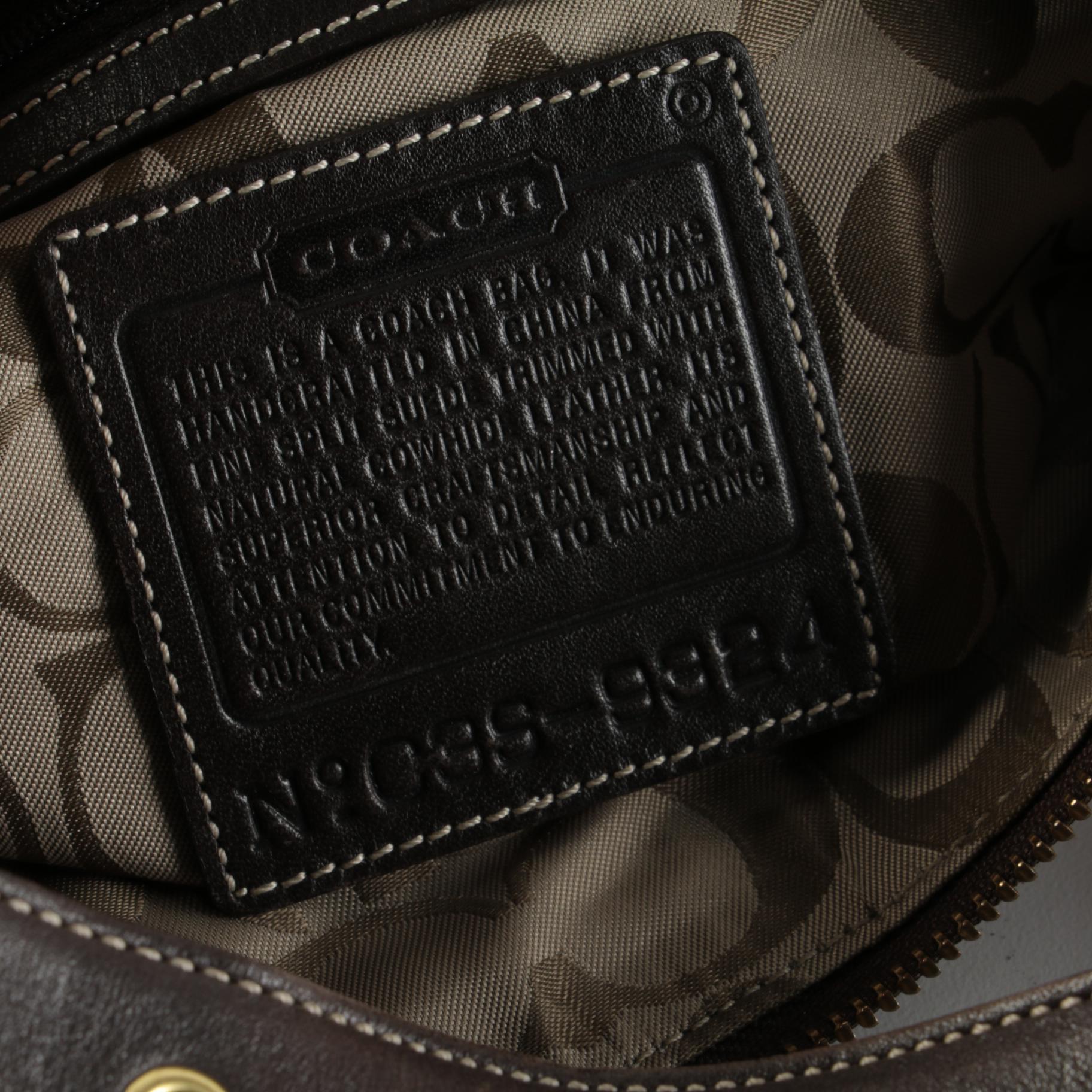 Coach Suede/Leather Hobo Crossbody Bag with Houndstooth and Leather Shoulder Bag