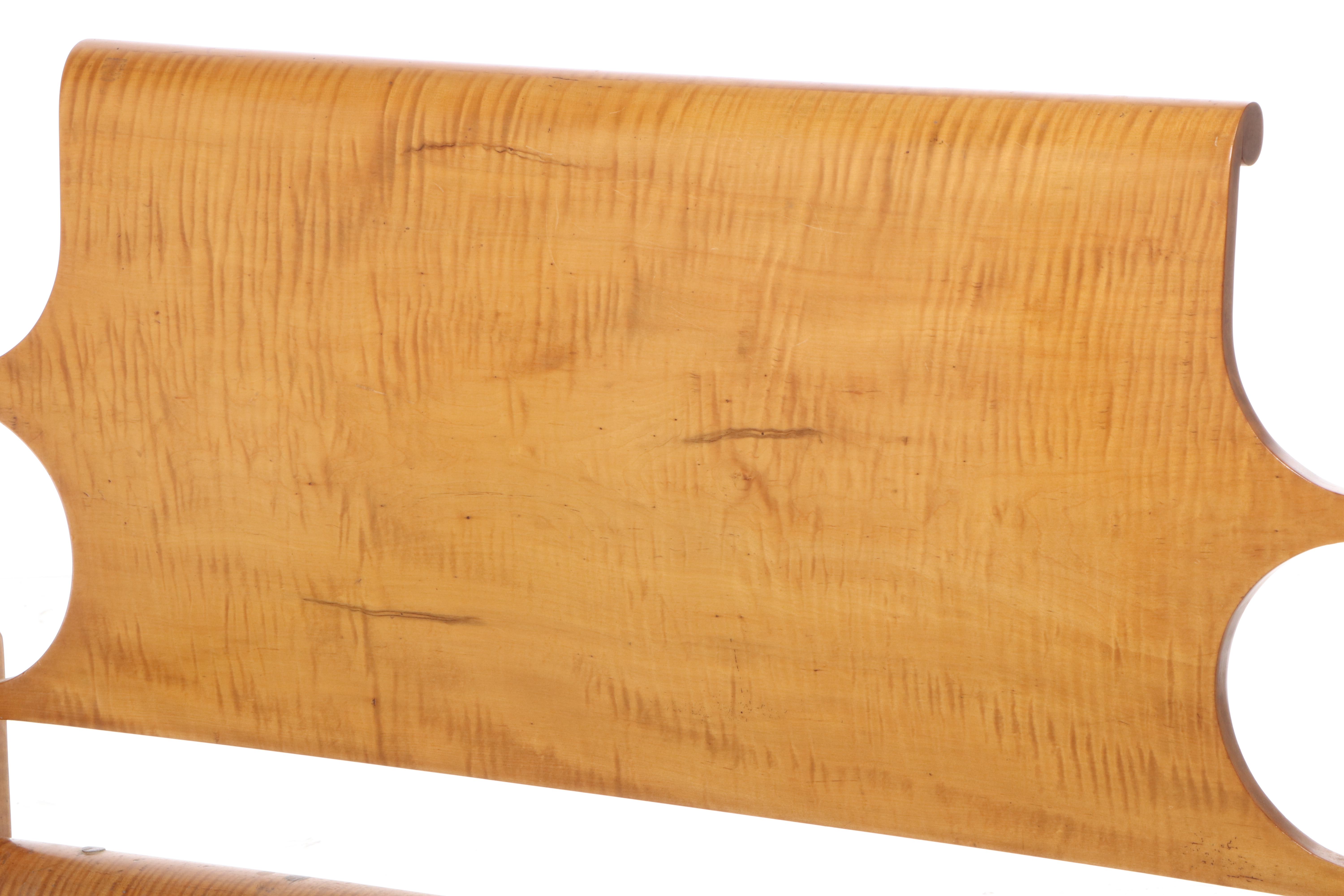 American Primitive Tiger Maple Full Size Bed Frame, 1830-1840