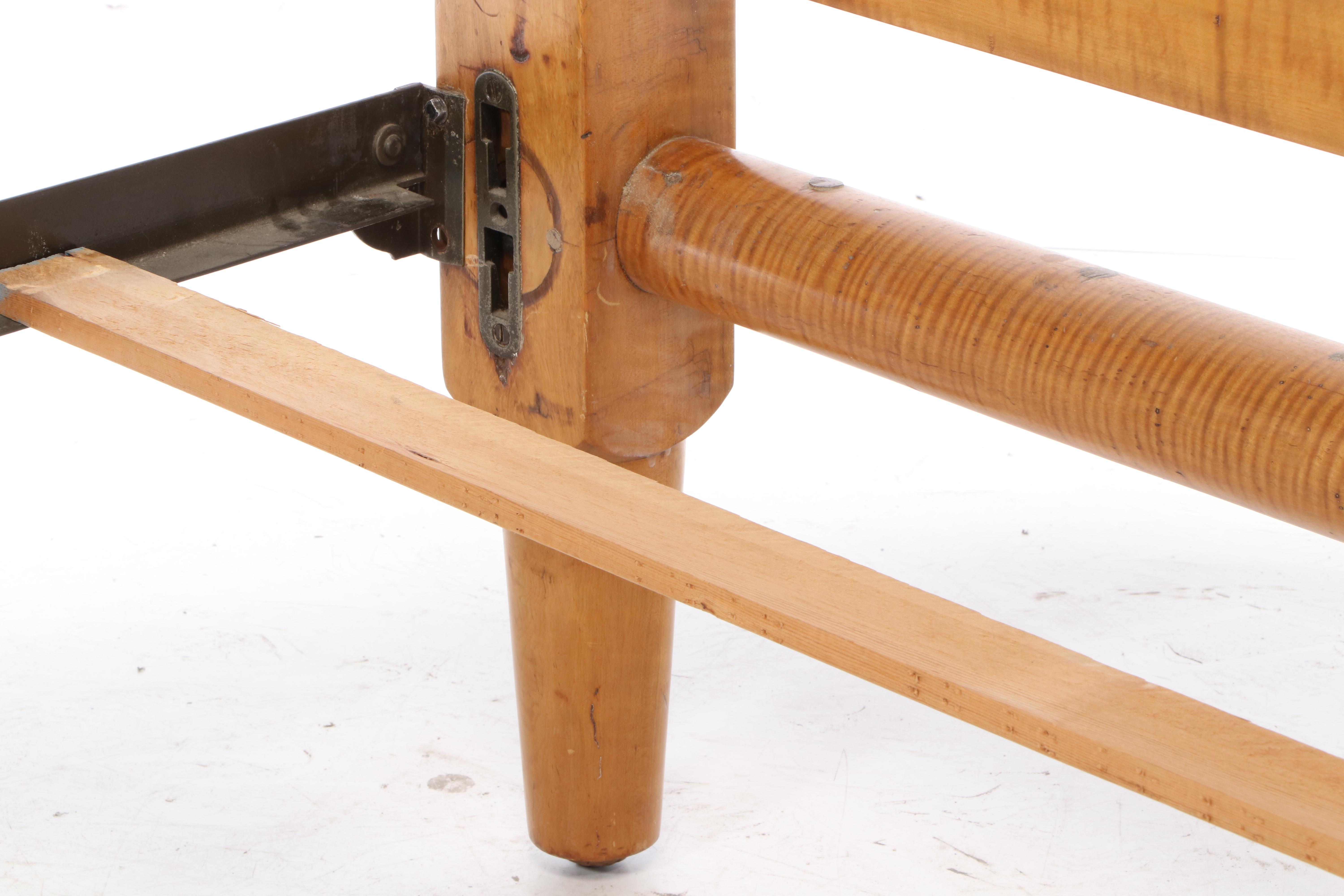 American Primitive Tiger Maple Full Size Bed Frame, 1830-1840