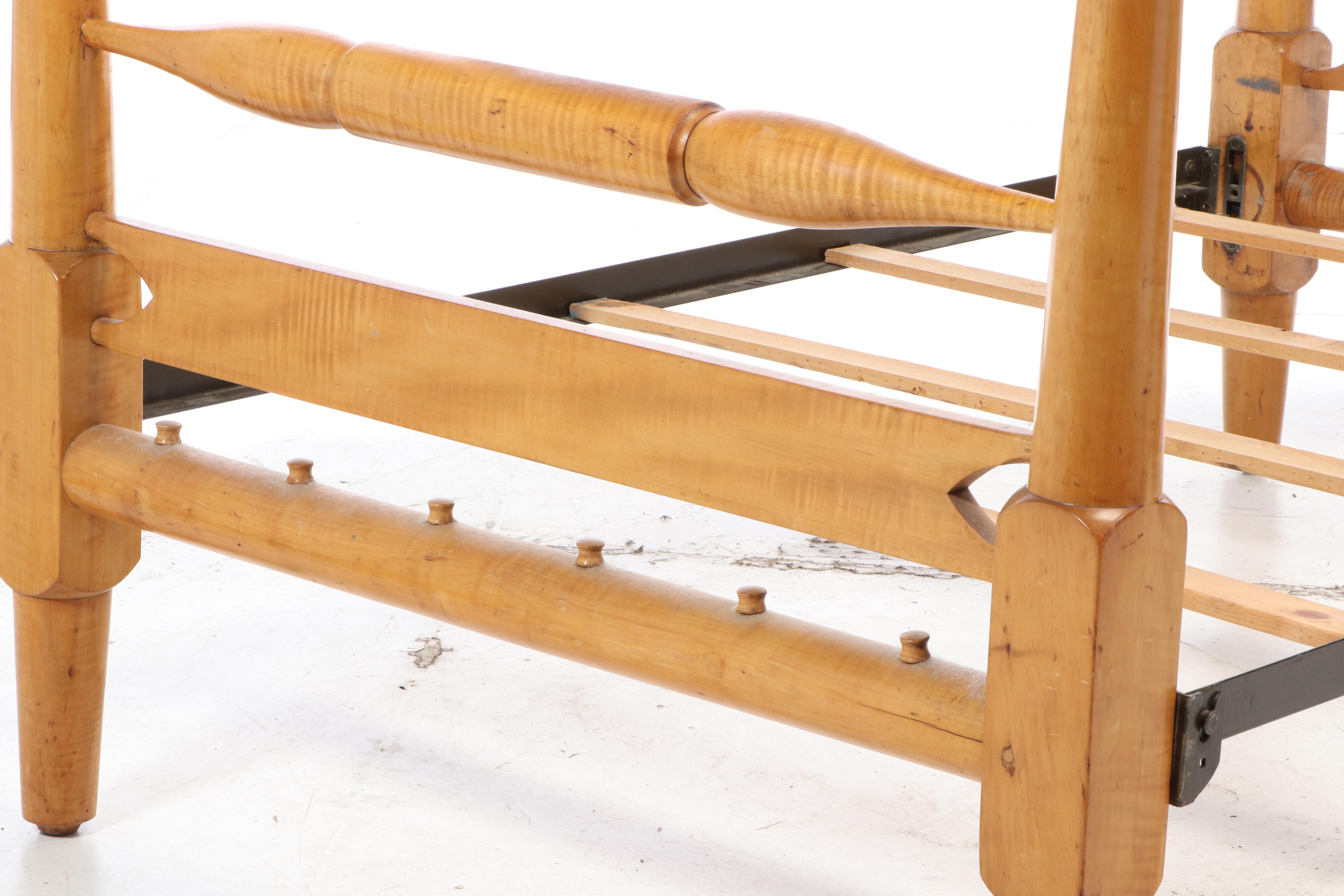 American Primitive Tiger Maple Full Size Bed Frame, 1830-1840