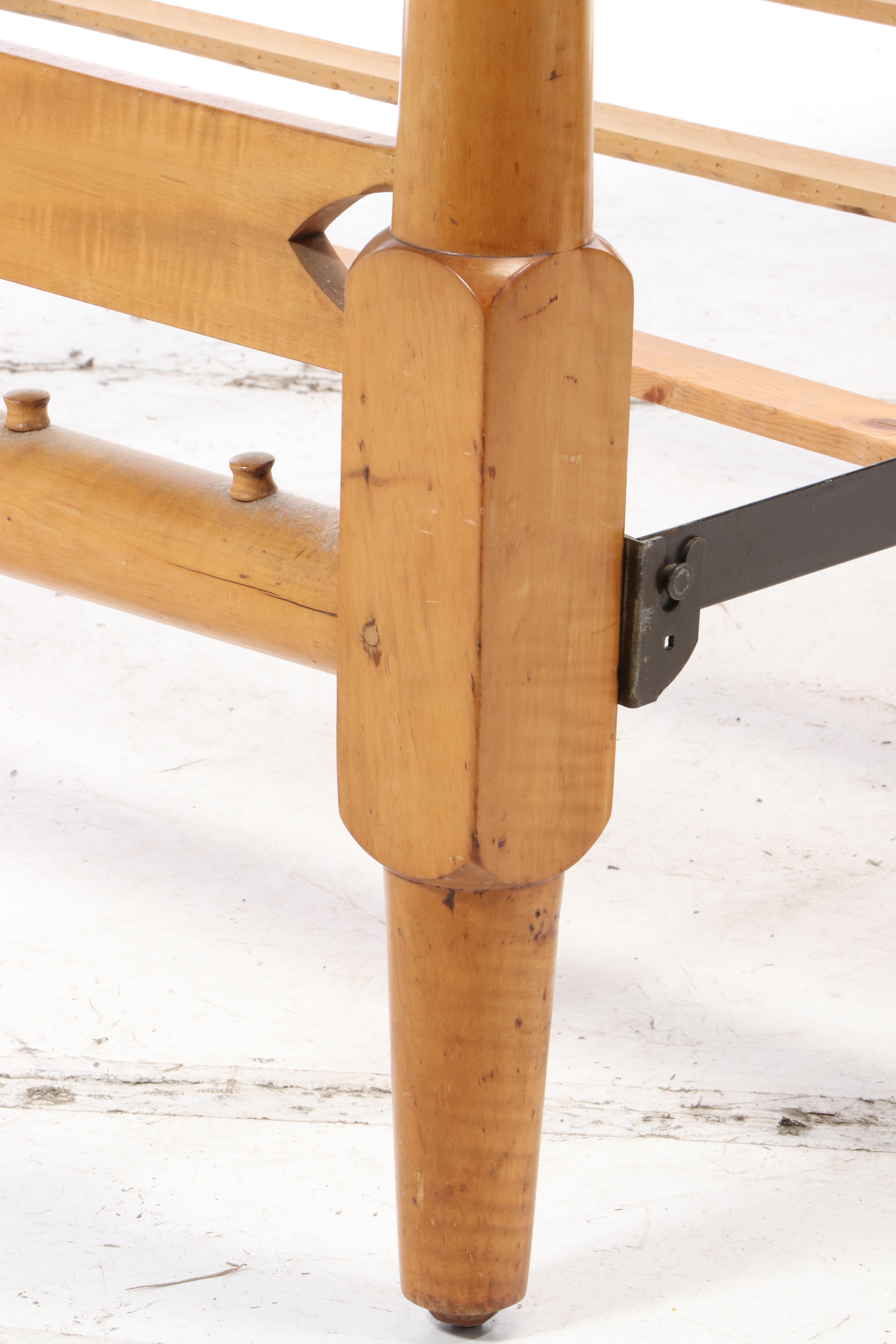 American Primitive Tiger Maple Full Size Bed Frame, 1830-1840