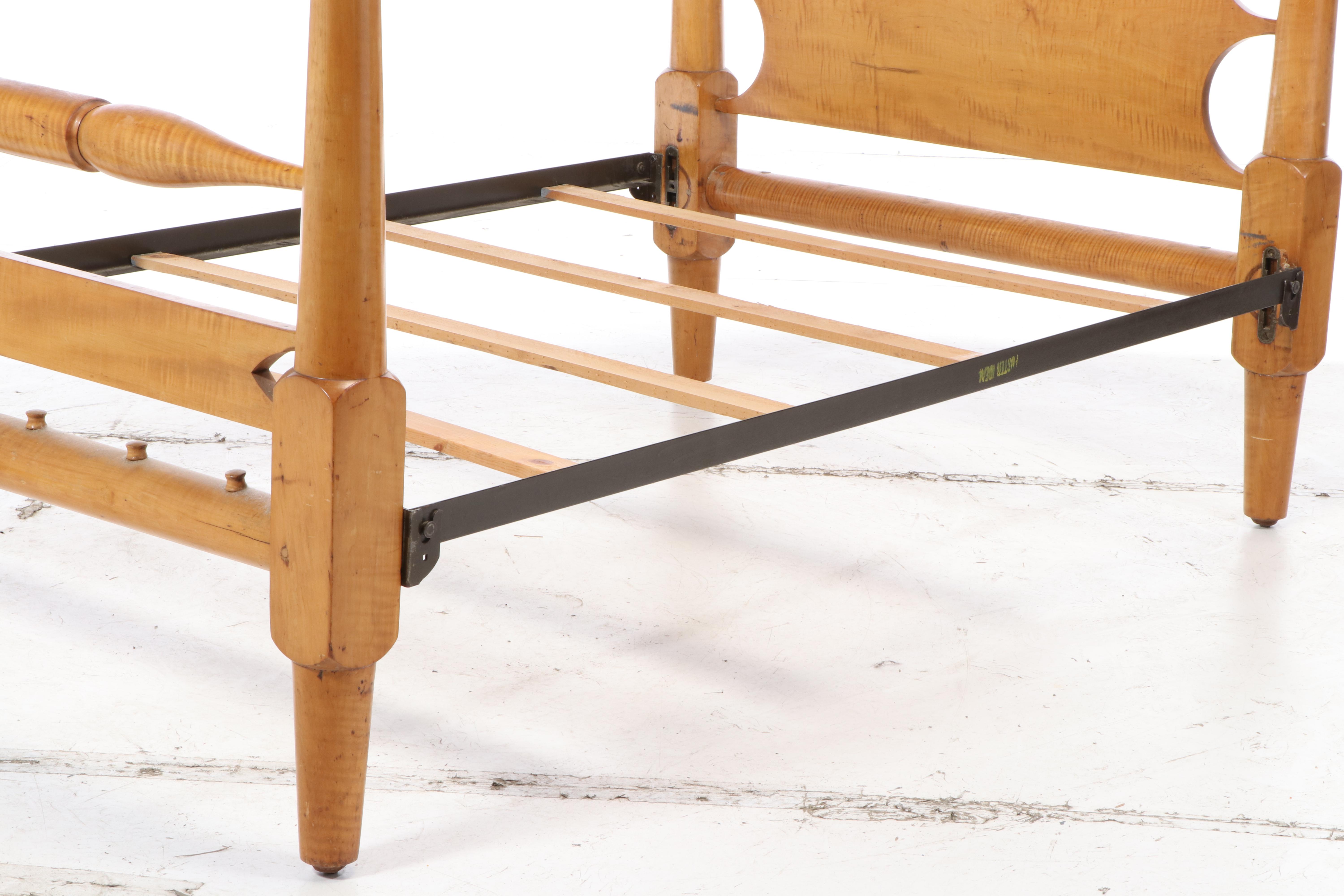American Primitive Tiger Maple Full Size Bed Frame, 1830-1840
