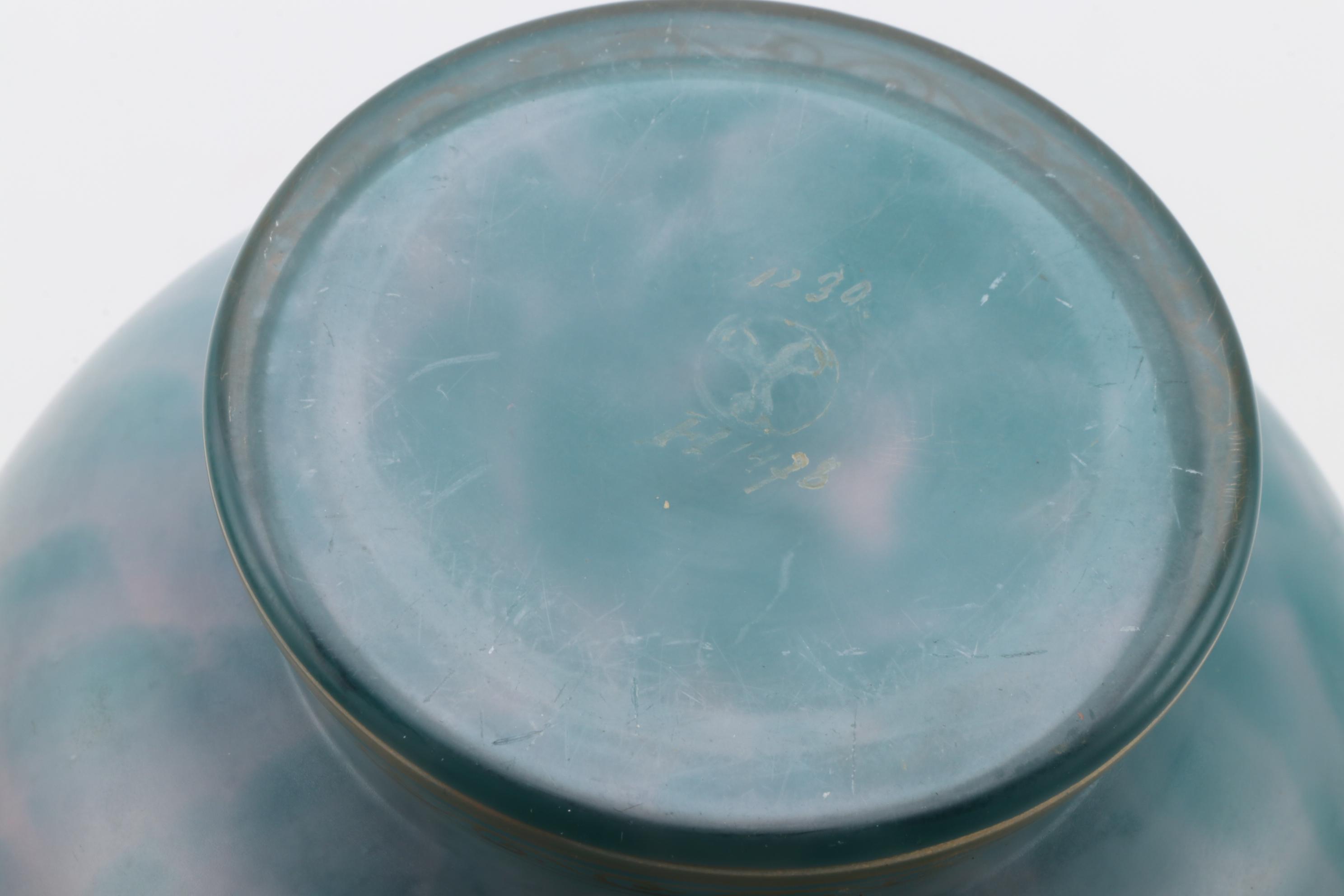 Bohemian Blue Over Pink Cased Glass Vase with Hand-Painted Enameled Accents