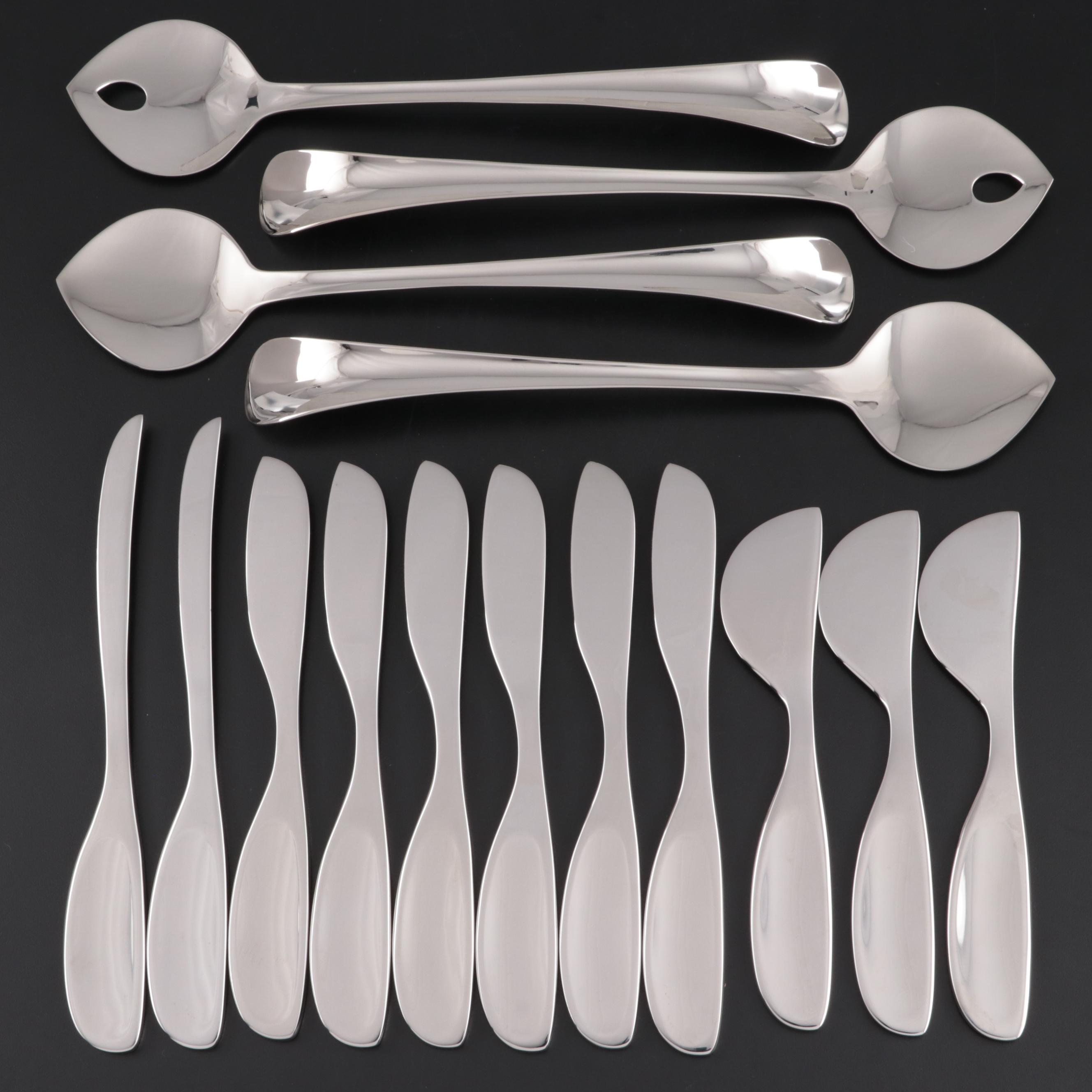Georg Jensen "Alfredo" Cheese Knives and "Duo" Salad Servers