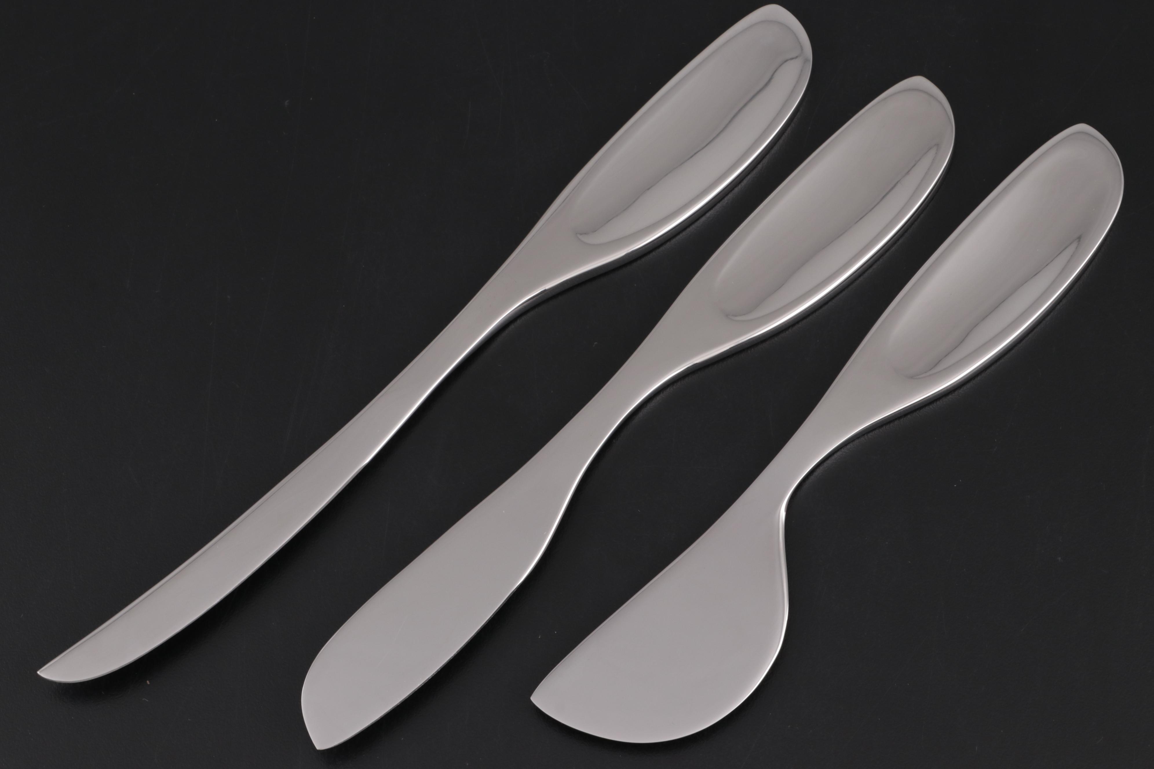 Georg Jensen "Alfredo" Cheese Knives and "Duo" Salad Servers