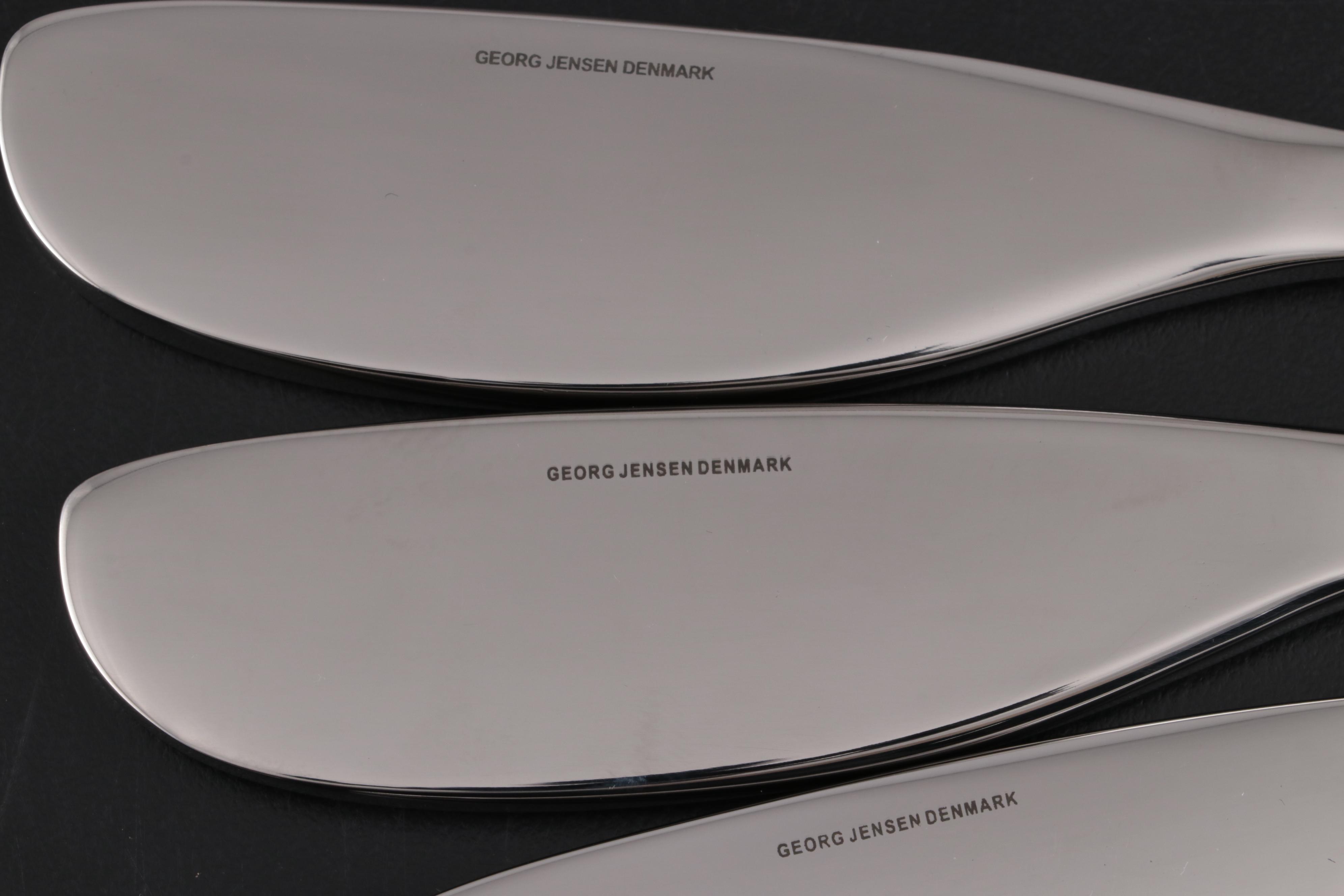 Georg Jensen "Alfredo" Cheese Knives and "Duo" Salad Servers