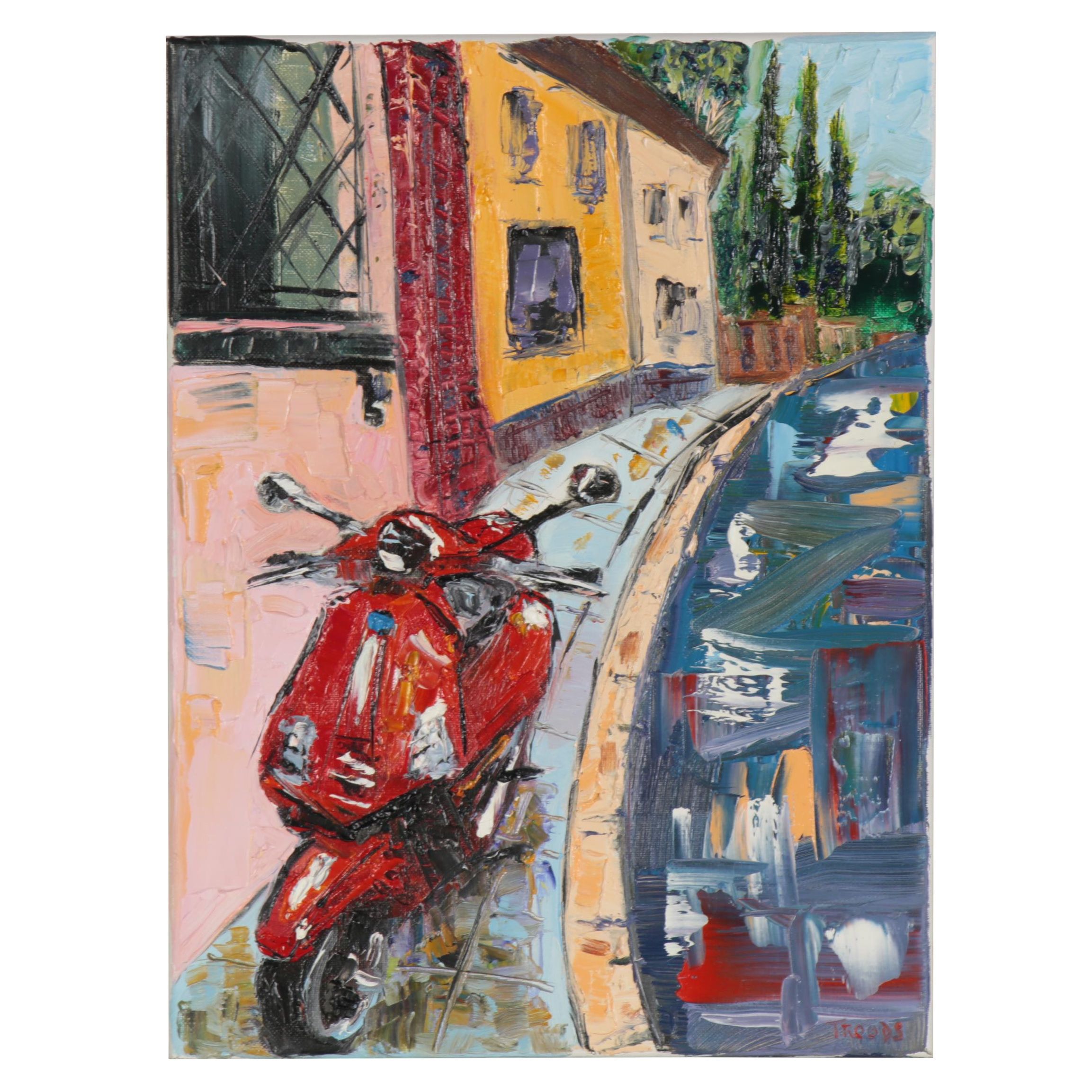 Patricia Nolan-Brown Oil Painting "Vespa Fun in Italy," 2020