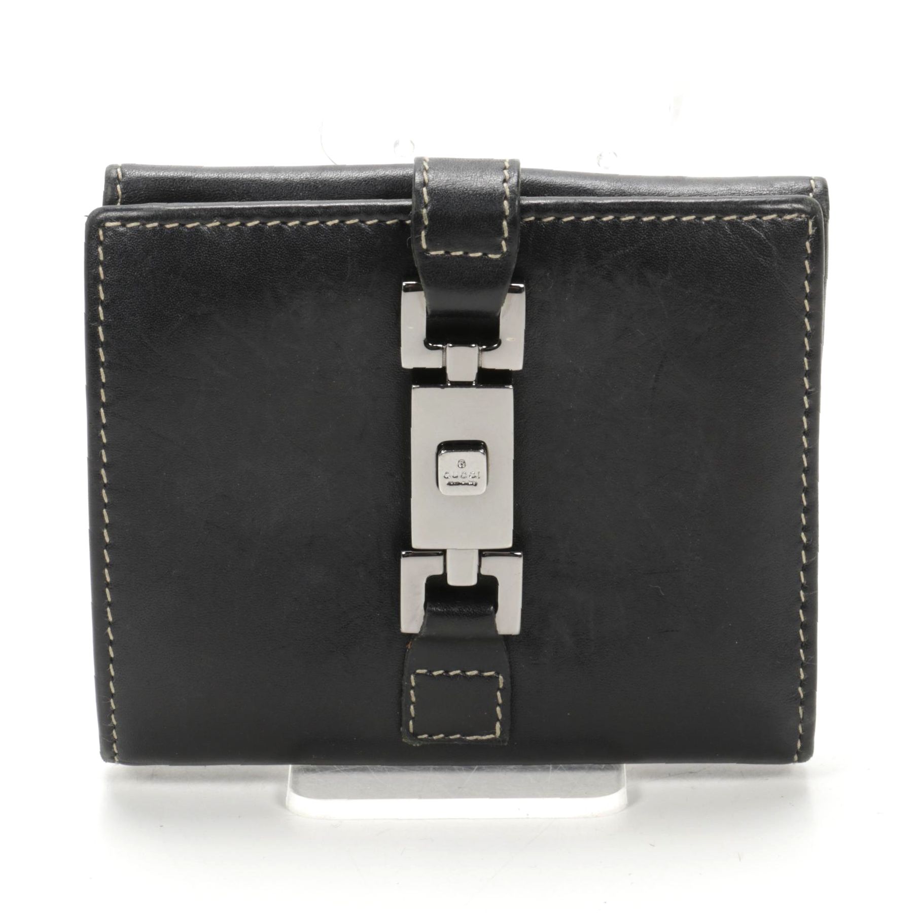 Gucci Piston Lock Bifold Wallet in Black Leather