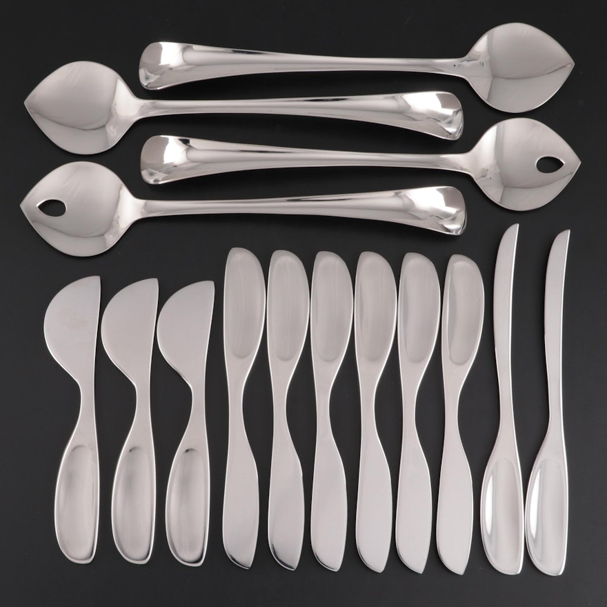 Georg Jensen "Alfredo" Cheese Knives and "Duo" Salad Servers