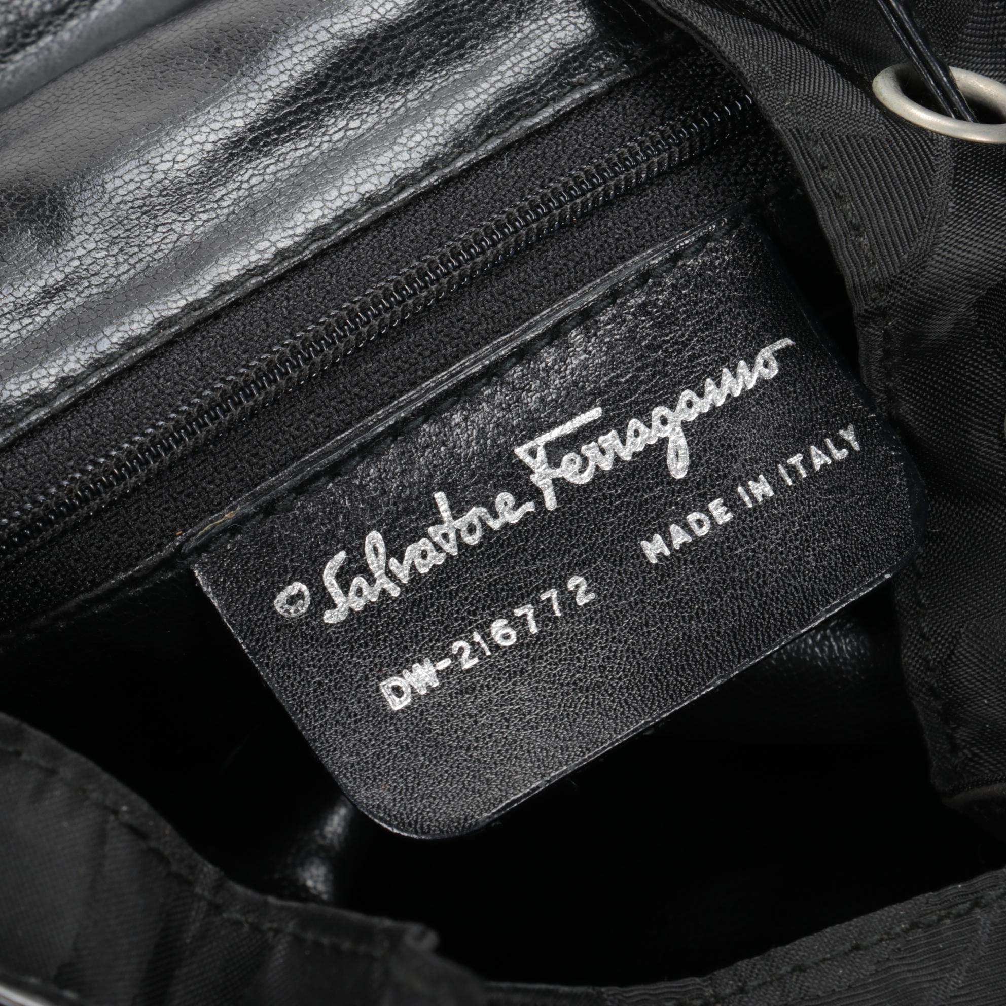 Salvatore Ferragamo Backpack in Black Nylon and Patent Leather