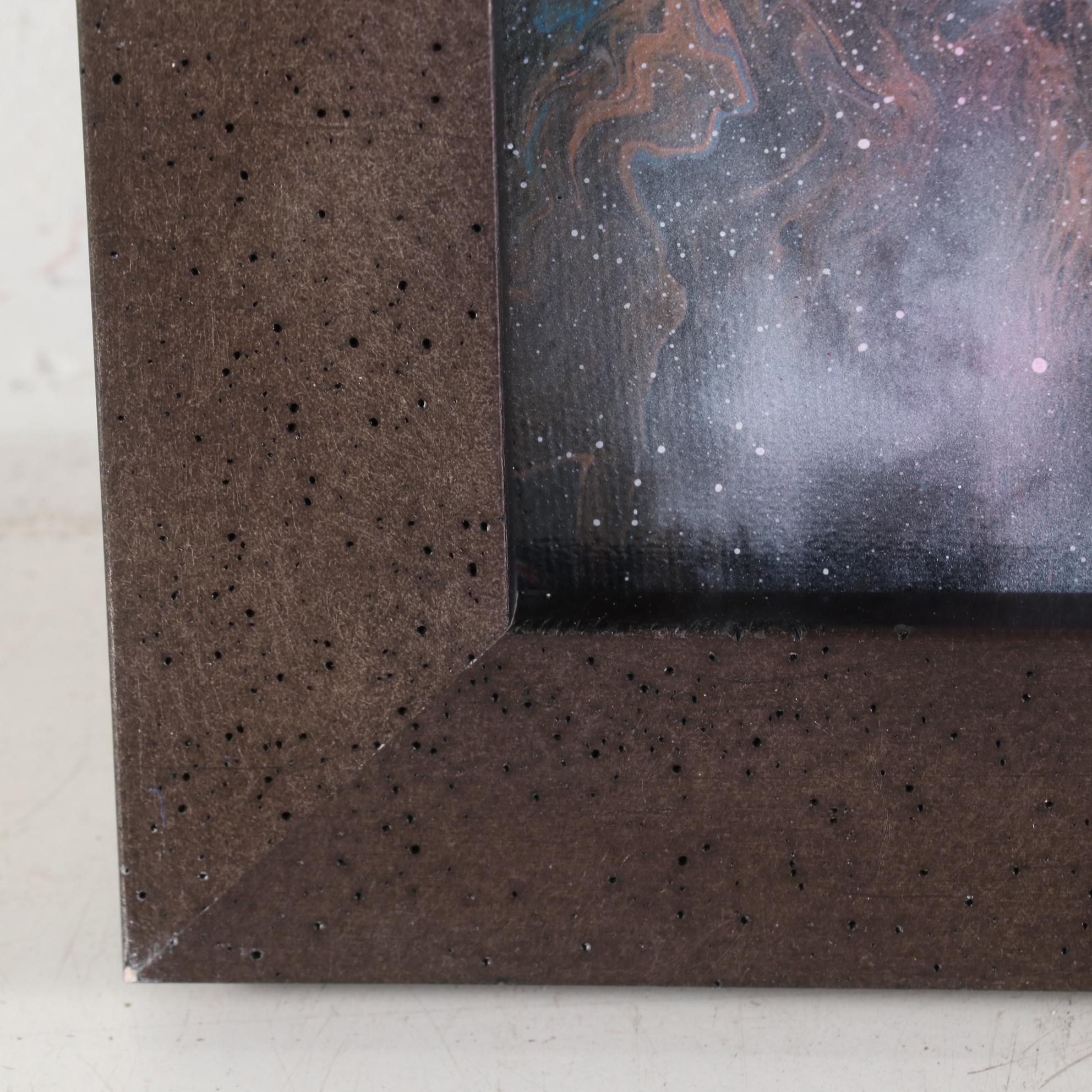 Sandra Johnson Airbrush and Pour Acrylic Painting of Nebula and Planets