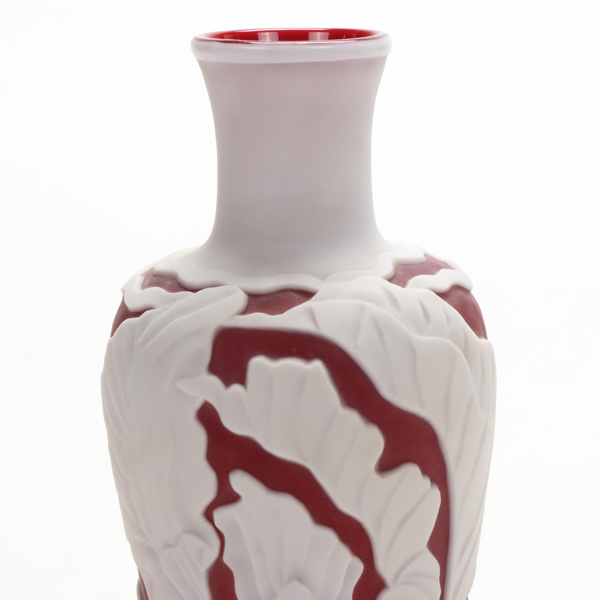 Satava Studio "Ruthil" Cameo Art Glass Vase by Richard Gibbons