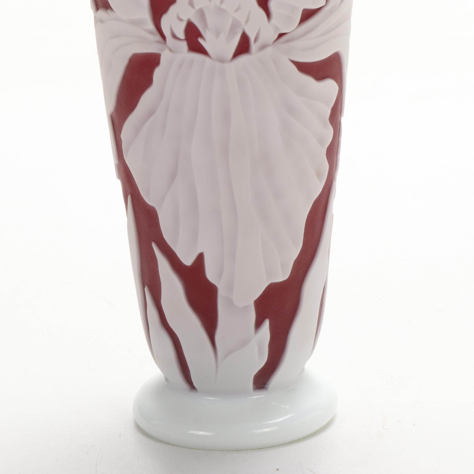 Satava Studio "Ruthil" Cameo Art Glass Vase by Richard Gibbons