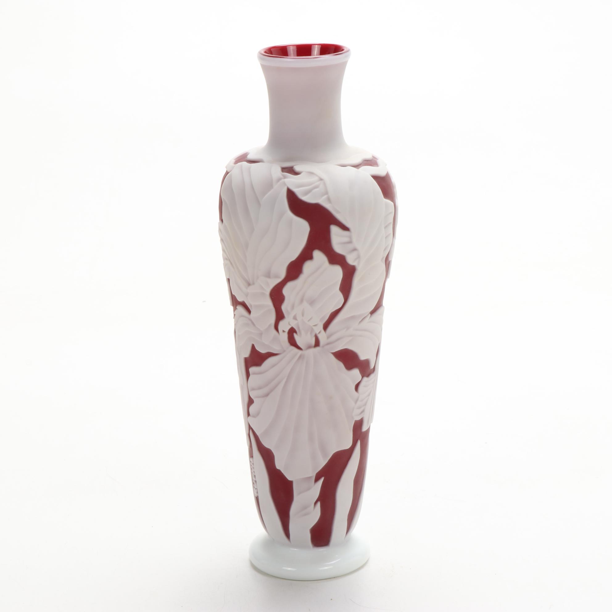 Satava Studio "Ruthil" Cameo Art Glass Vase by Richard Gibbons