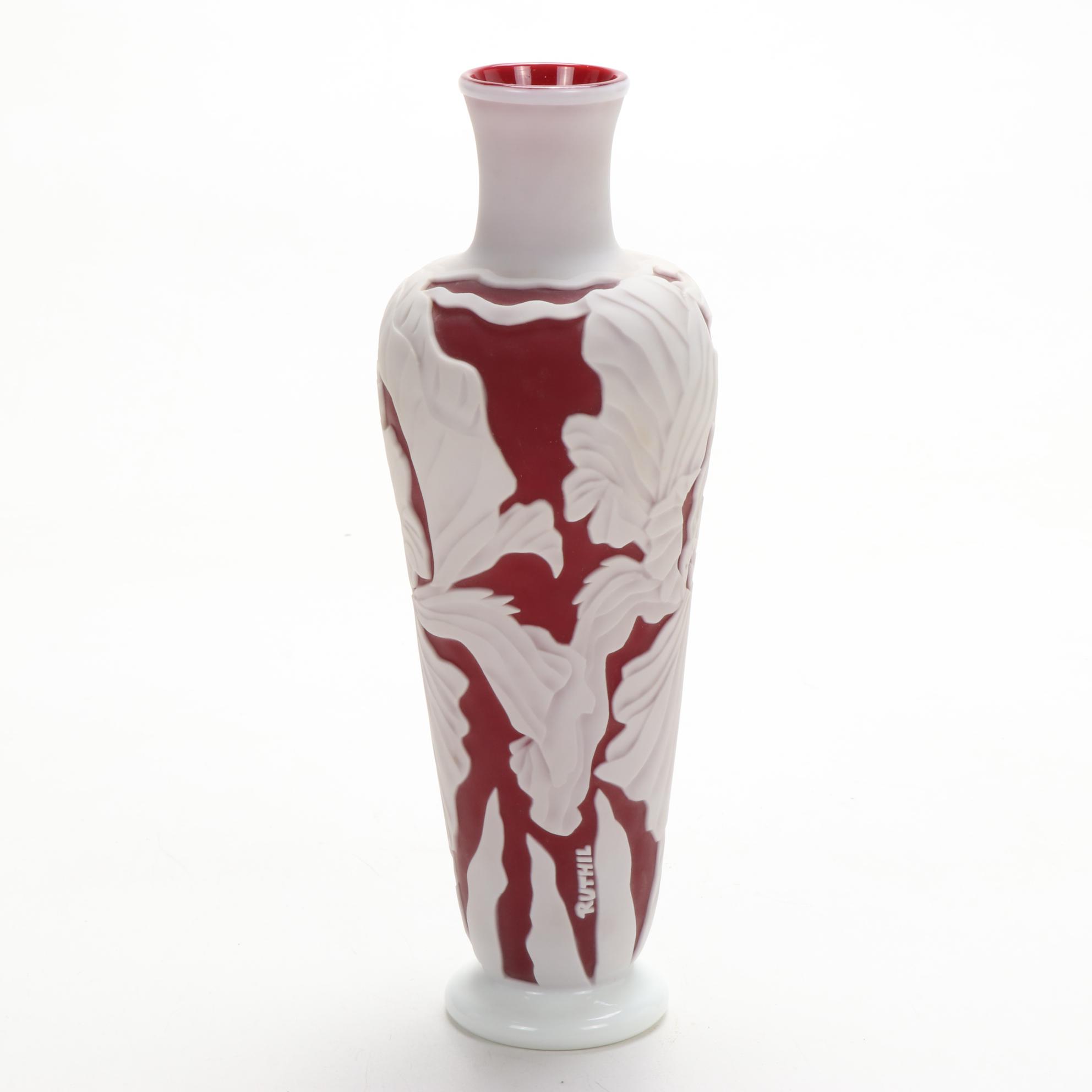 Satava Studio "Ruthil" Cameo Art Glass Vase by Richard Gibbons