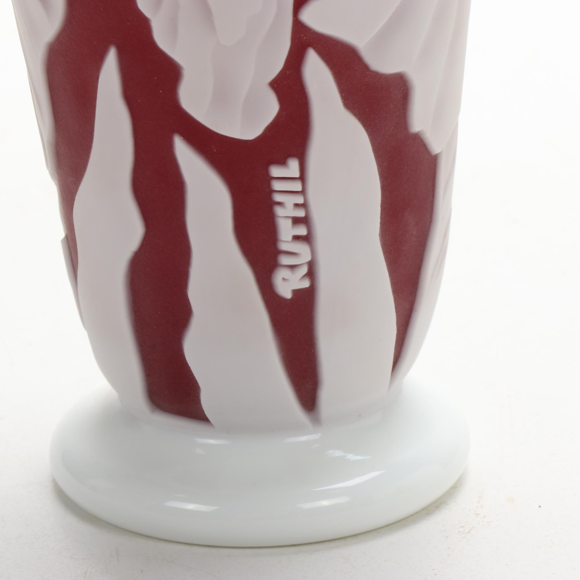 Satava Studio "Ruthil" Cameo Art Glass Vase by Richard Gibbons