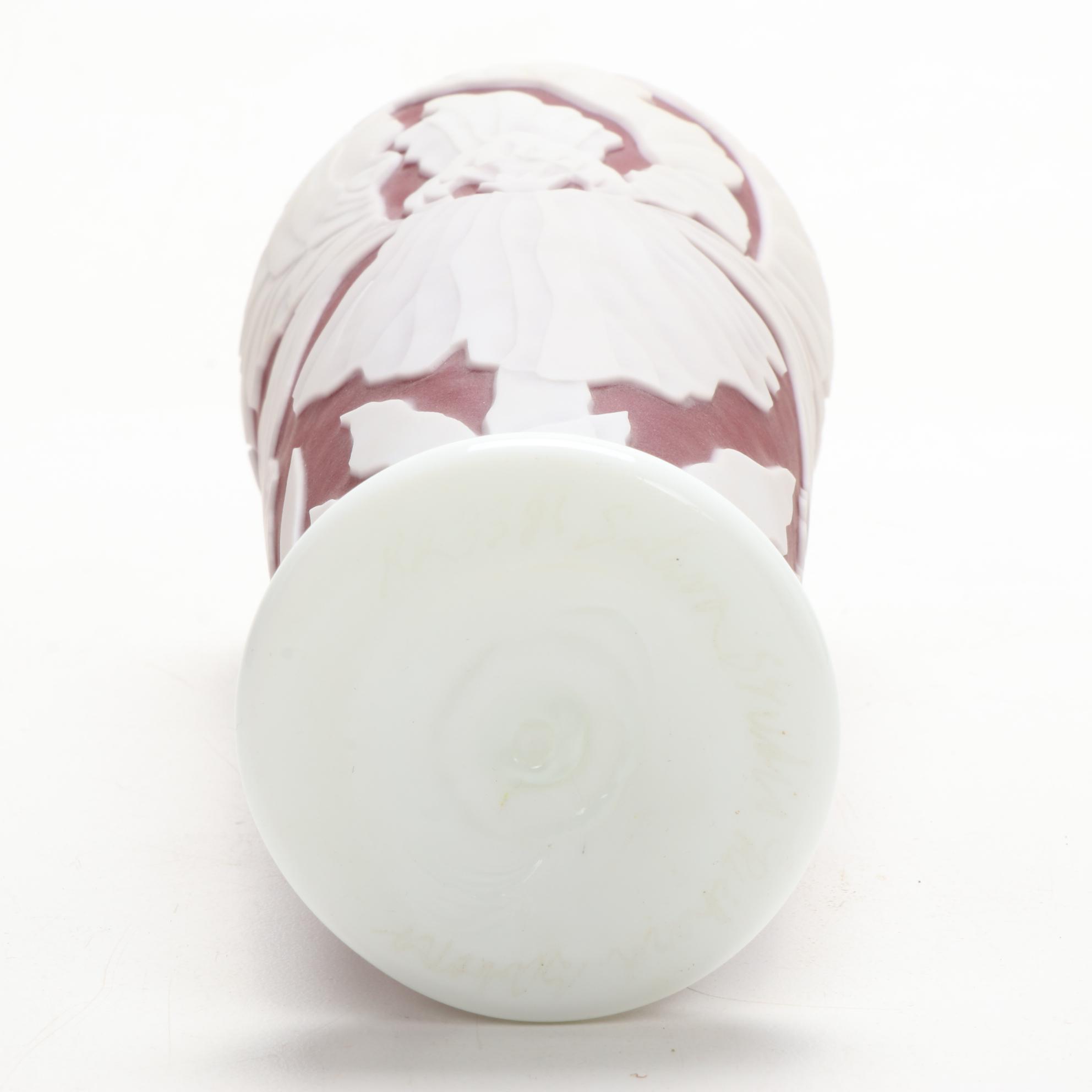 Satava Studio "Ruthil" Cameo Art Glass Vase by Richard Gibbons