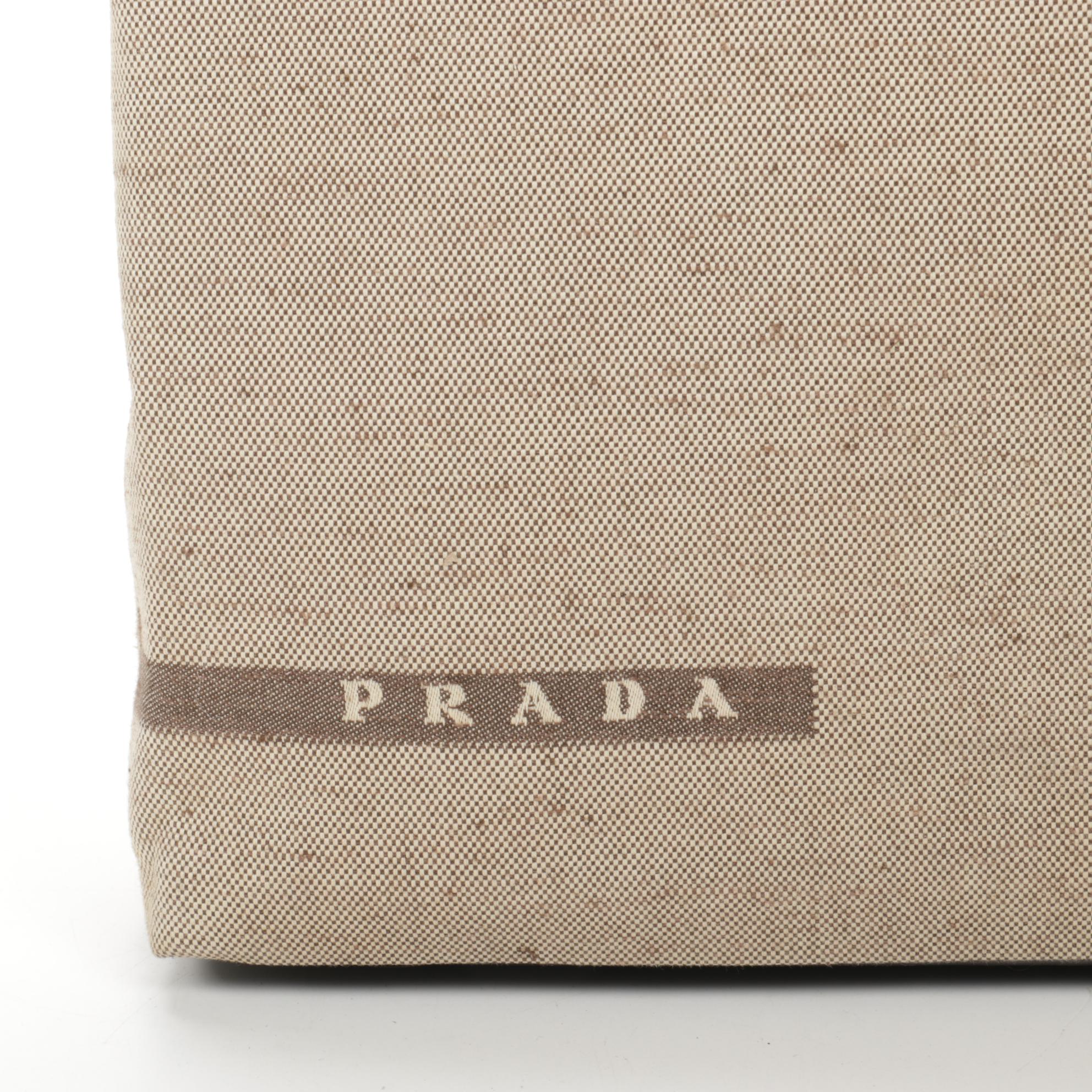 Prada Canvas and Brown Leather Shoulder Bag