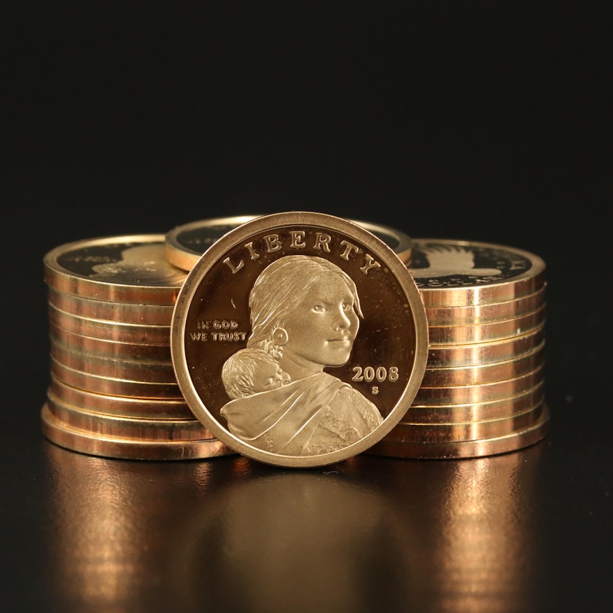 Twenty 2008-S Proof Sacagawea Dollars