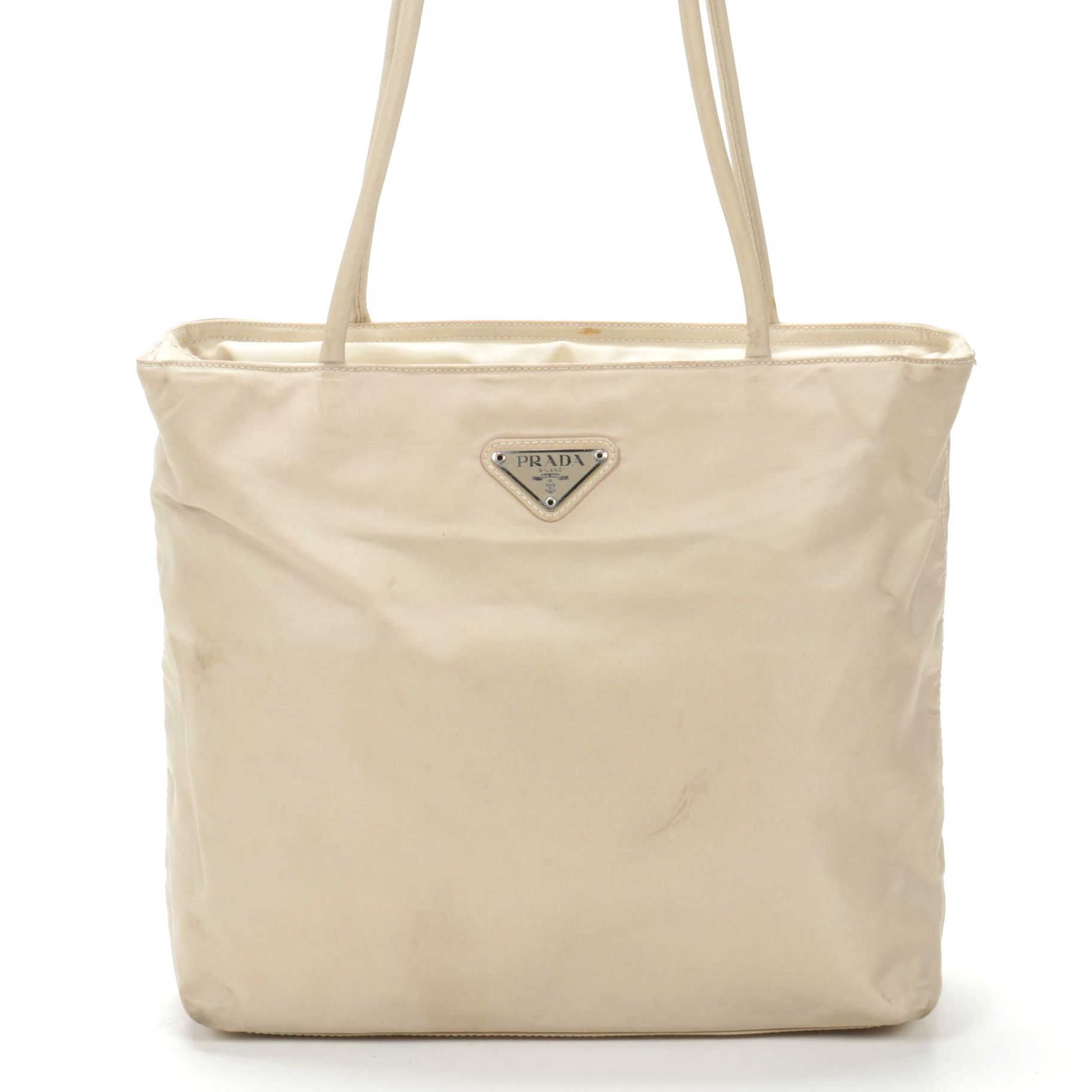 Prada Olive Nylon Zip Shoulder Tote