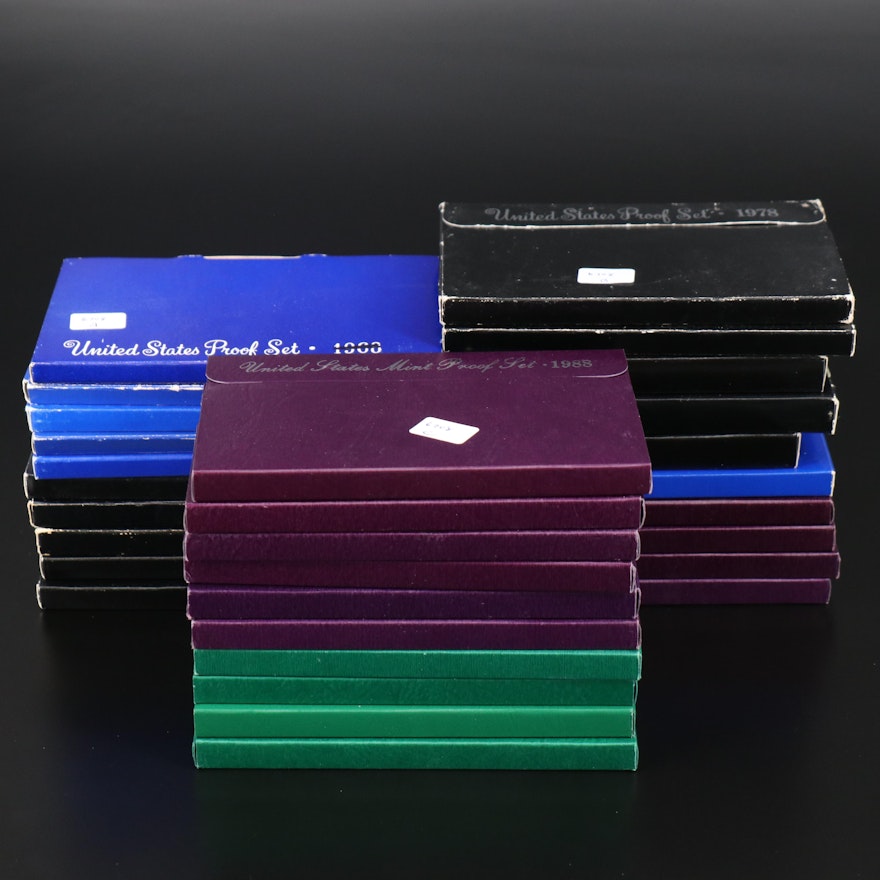 Thirty U.S. Mint Proof Sets, 1968–1997