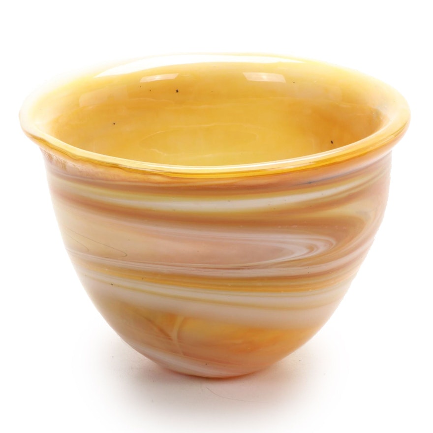 Robert Eickholt Handblown Swirl Art Glass Bowl