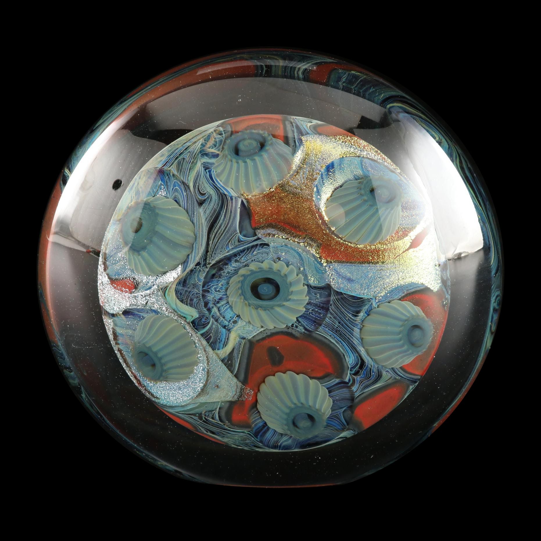 Robert Eickholt "Deep Sea" Handblown Art Glass Paperweight, 2006