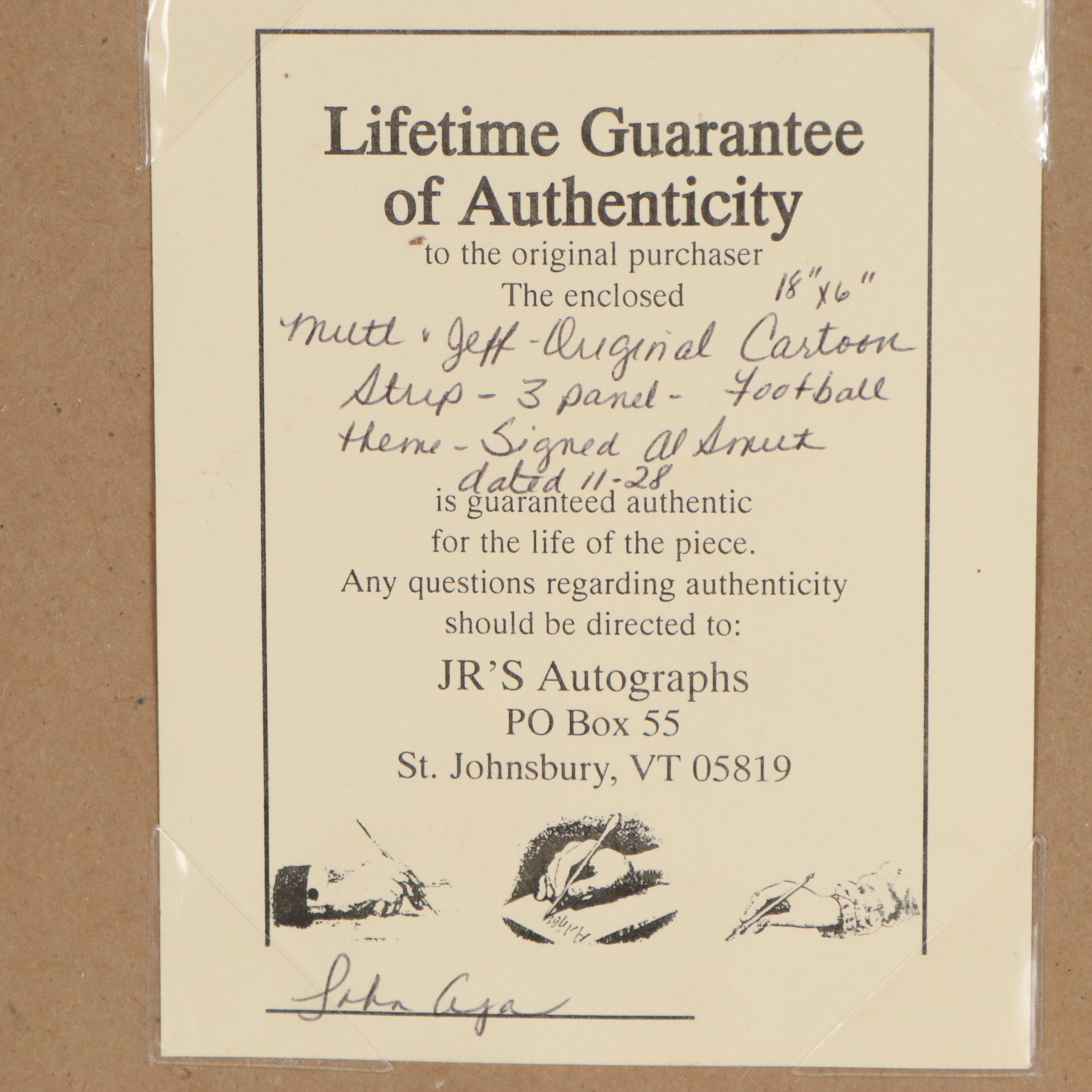 Al Smith Mixed Media "Jeff and Mutt" Cartoon Panel, 1975