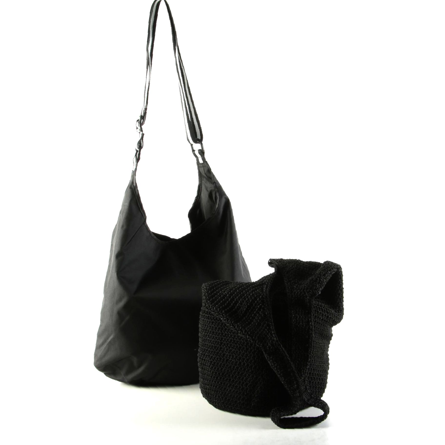 Aruna Black Hobo Bag and Saddle River Black Crochet Tote