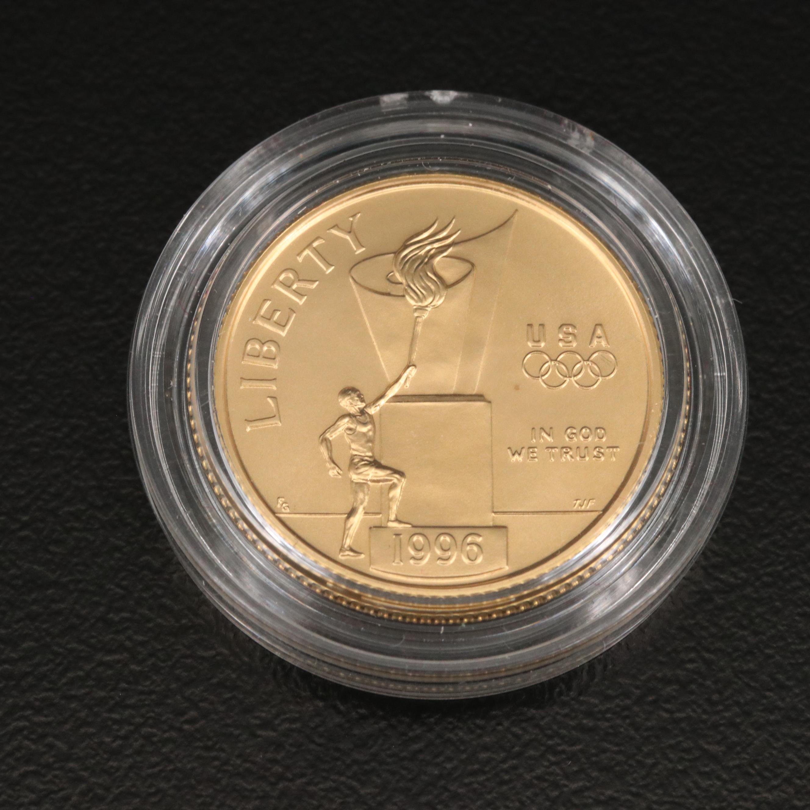 1996 Atlanta Olympics Cauldron Proof $5 Gold Coin