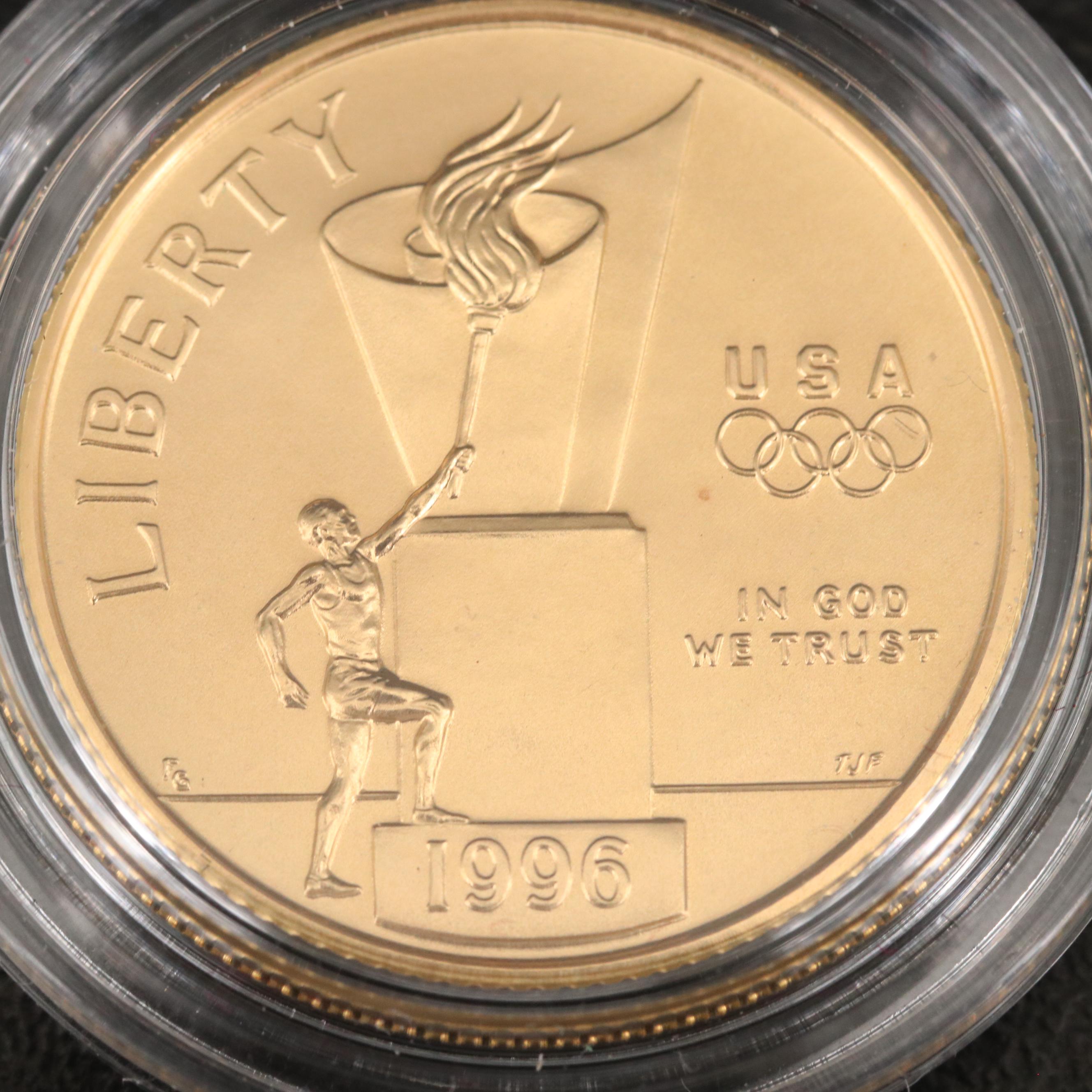 1996 Atlanta Olympics Cauldron Proof $5 Gold Coin