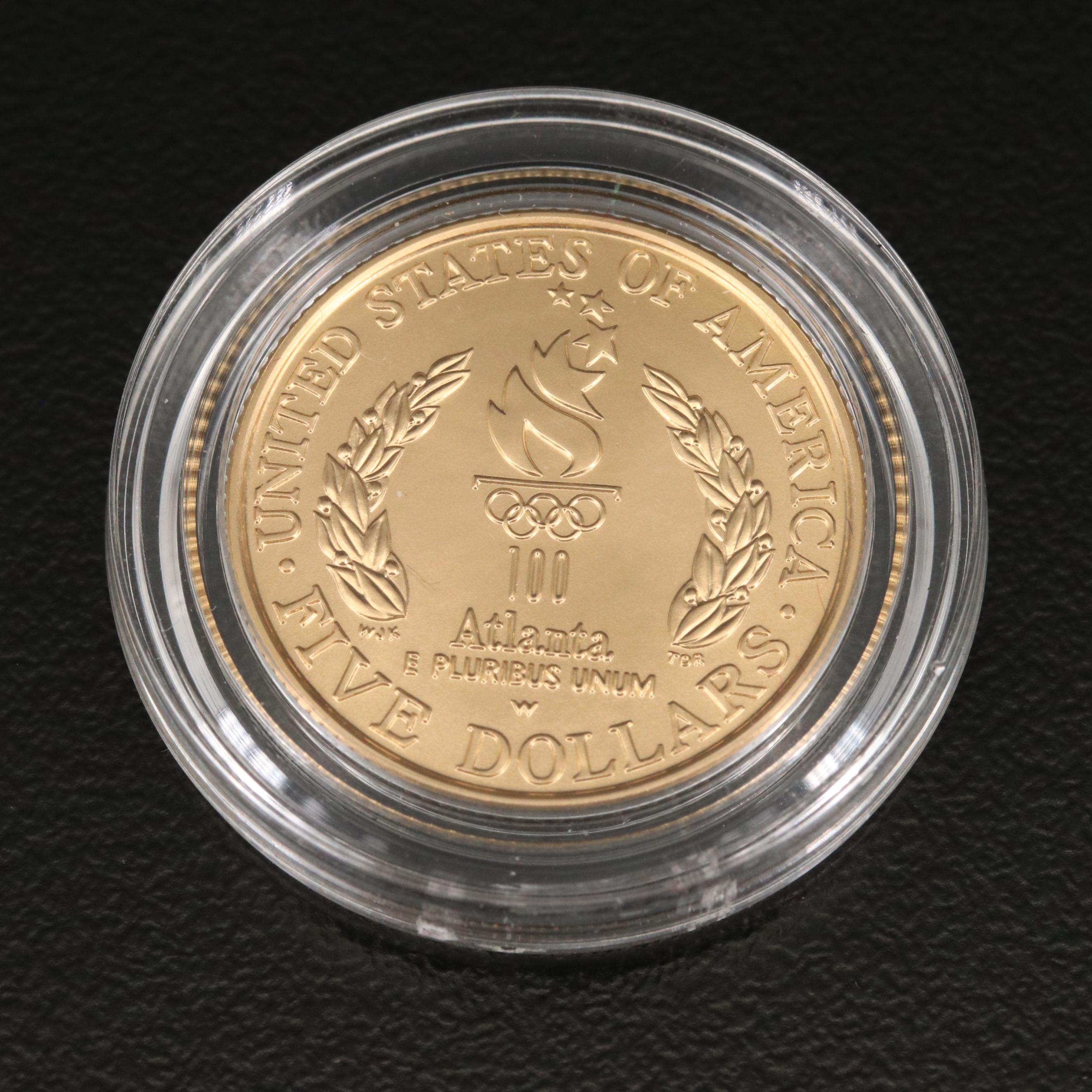 1996 Atlanta Olympics Cauldron Proof $5 Gold Coin