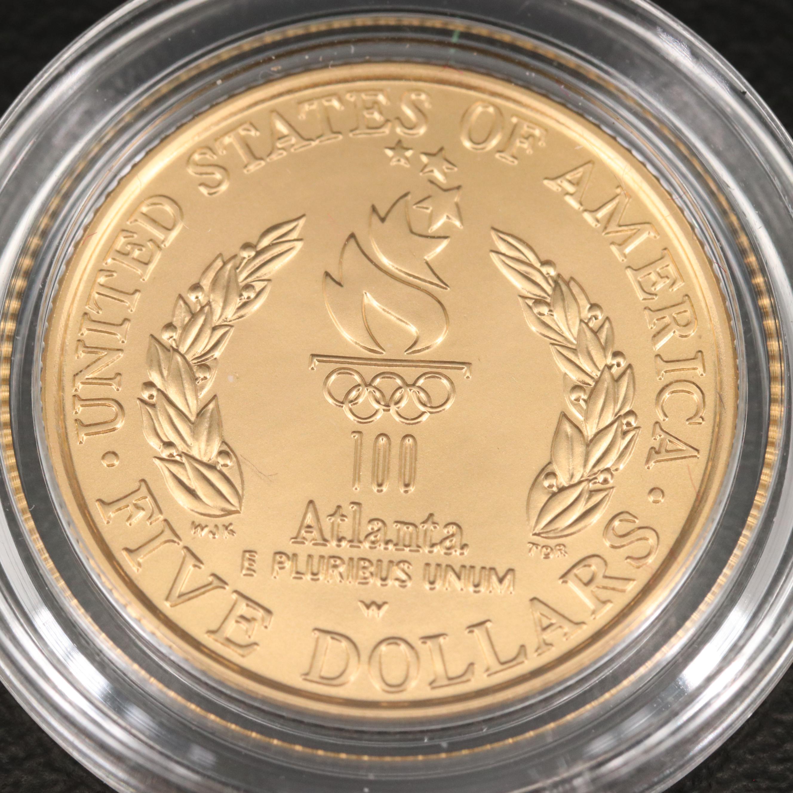 1996 Atlanta Olympics Cauldron Proof $5 Gold Coin