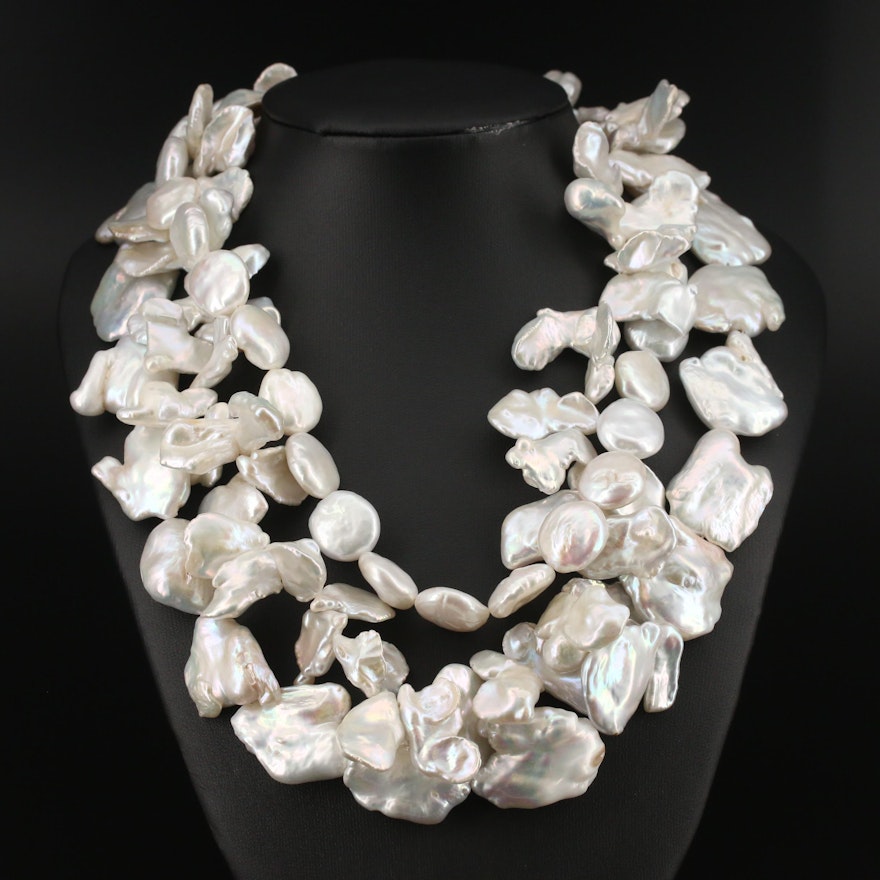 Sterling Multi-Strand Pearl Necklace
