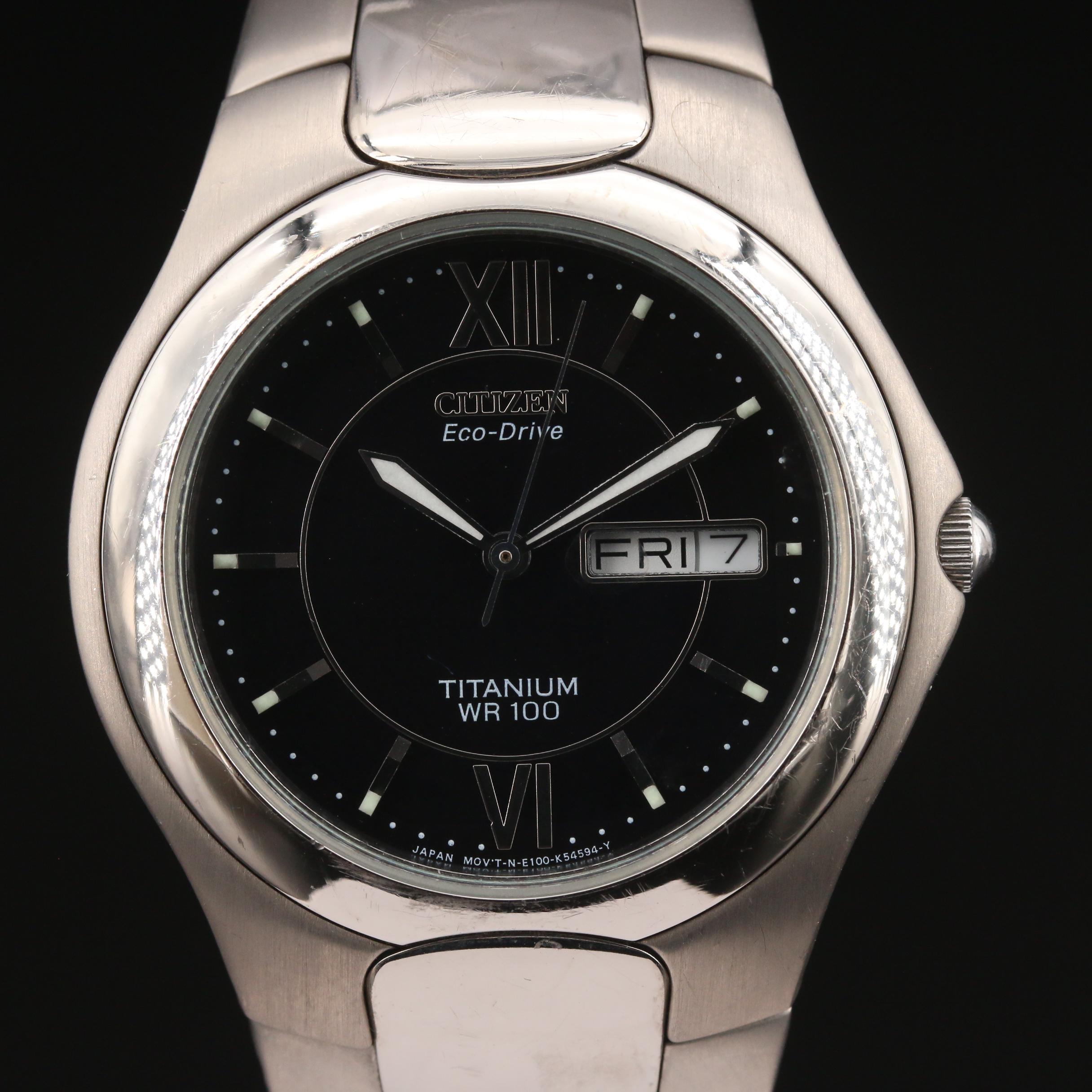 Titamium Citizen Eco-Drive Watch with Date
