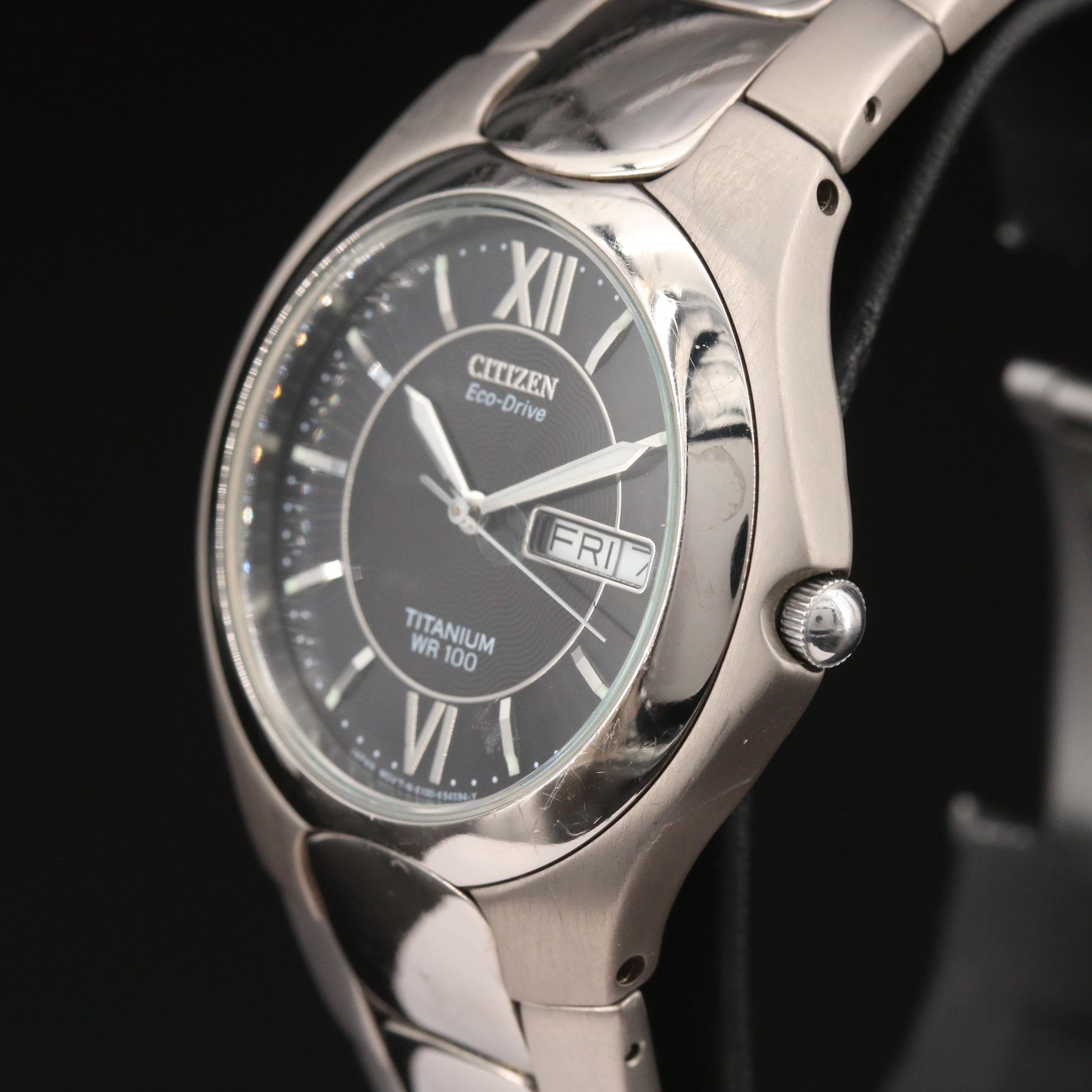 Titamium Citizen Eco-Drive Watch with Date