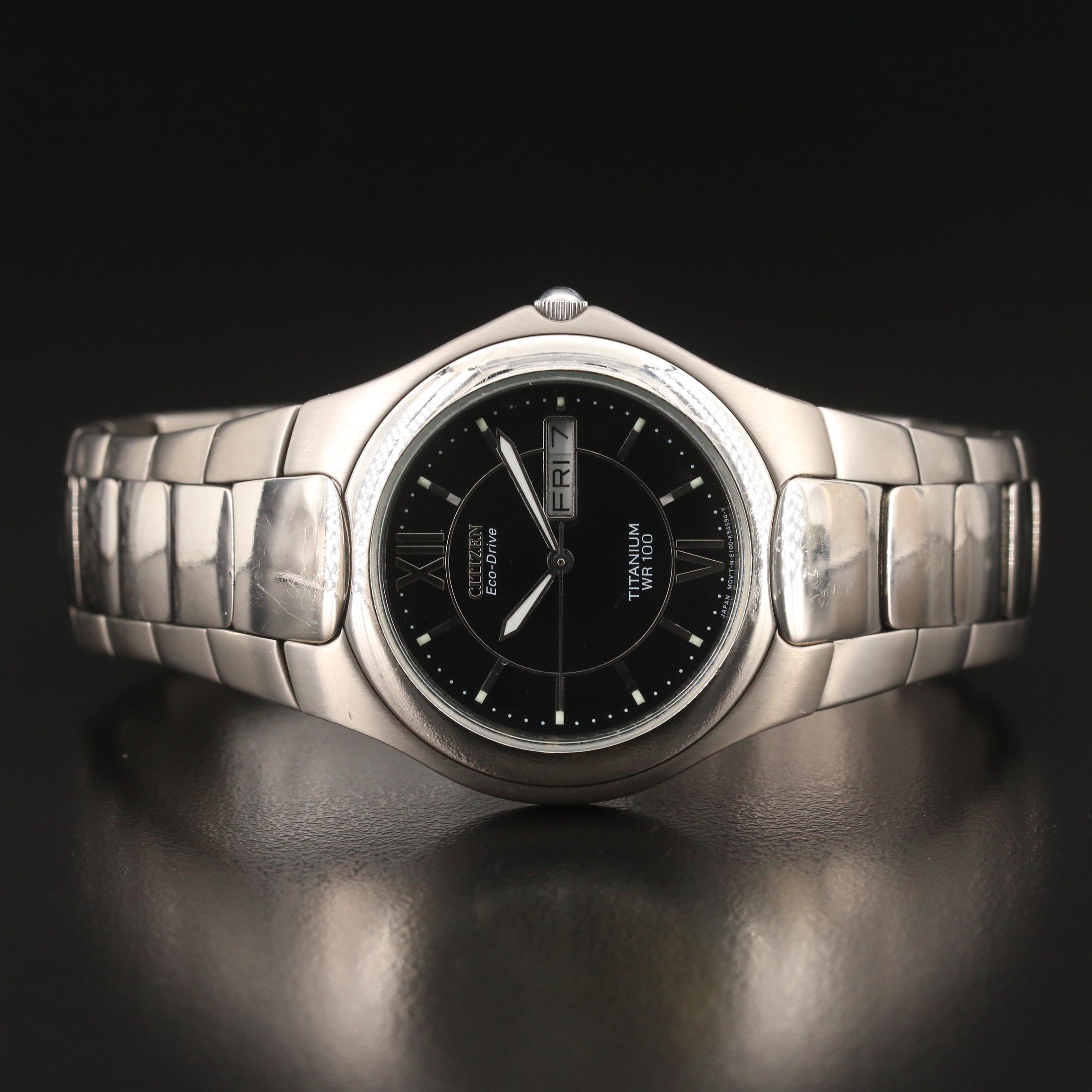 Titamium Citizen Eco-Drive Watch with Date