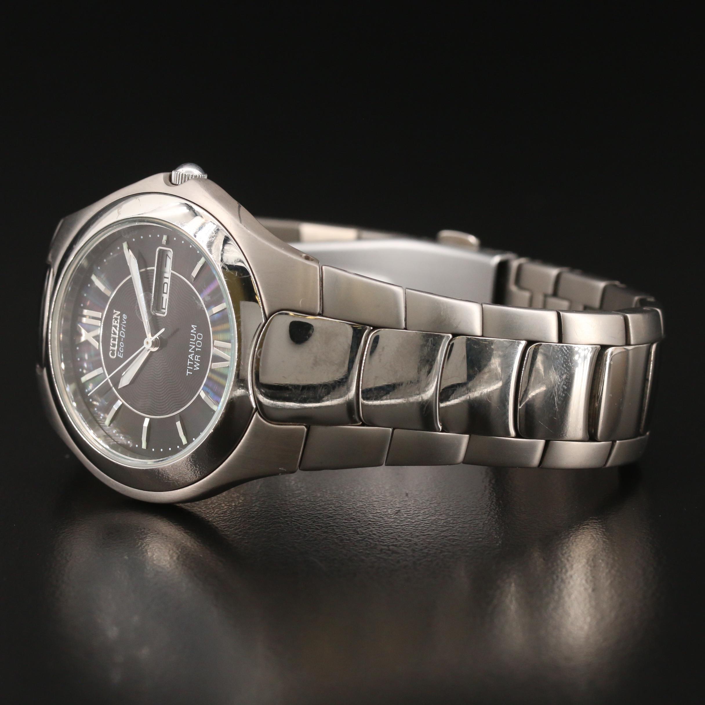 Titamium Citizen Eco-Drive Watch with Date