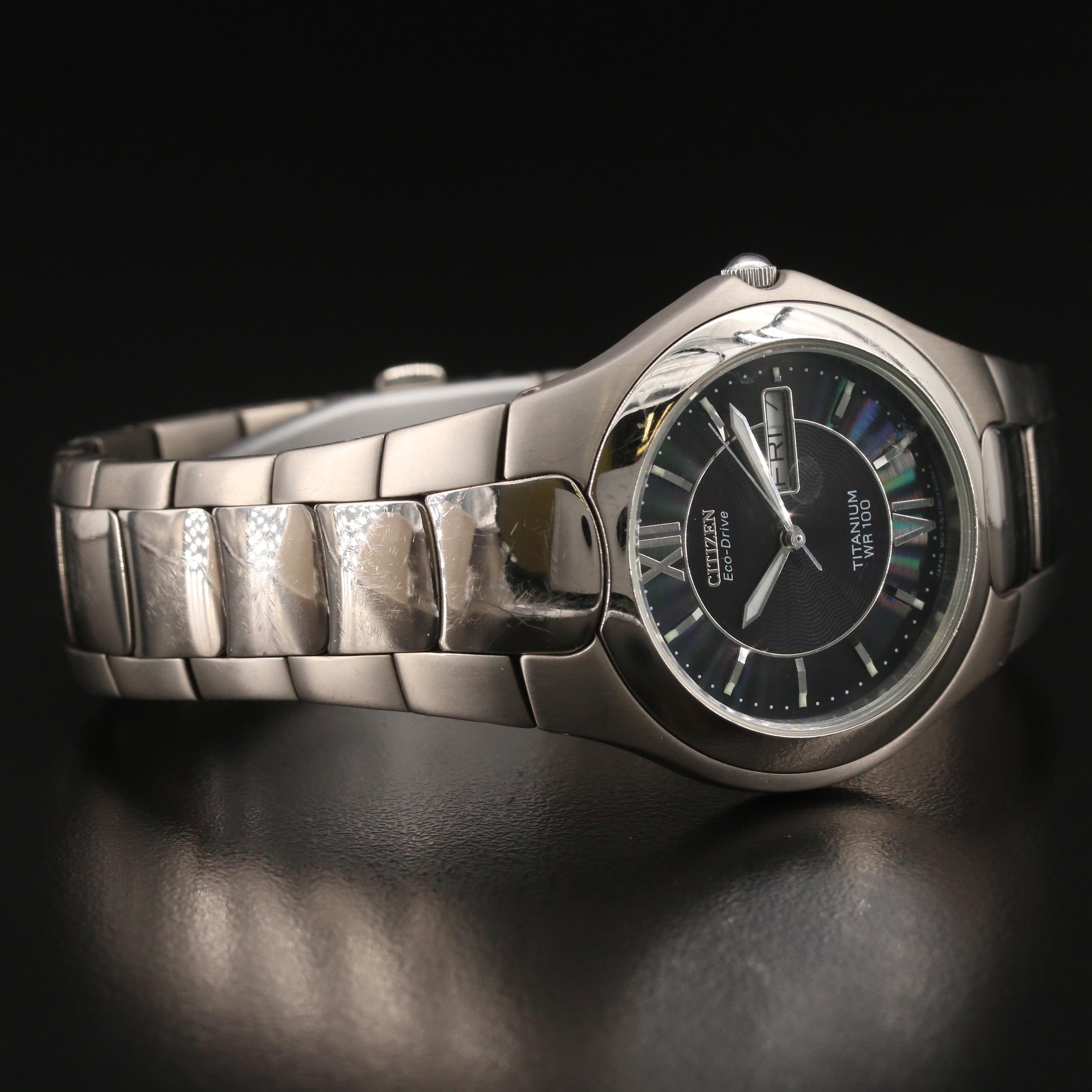 Titamium Citizen Eco-Drive Watch with Date